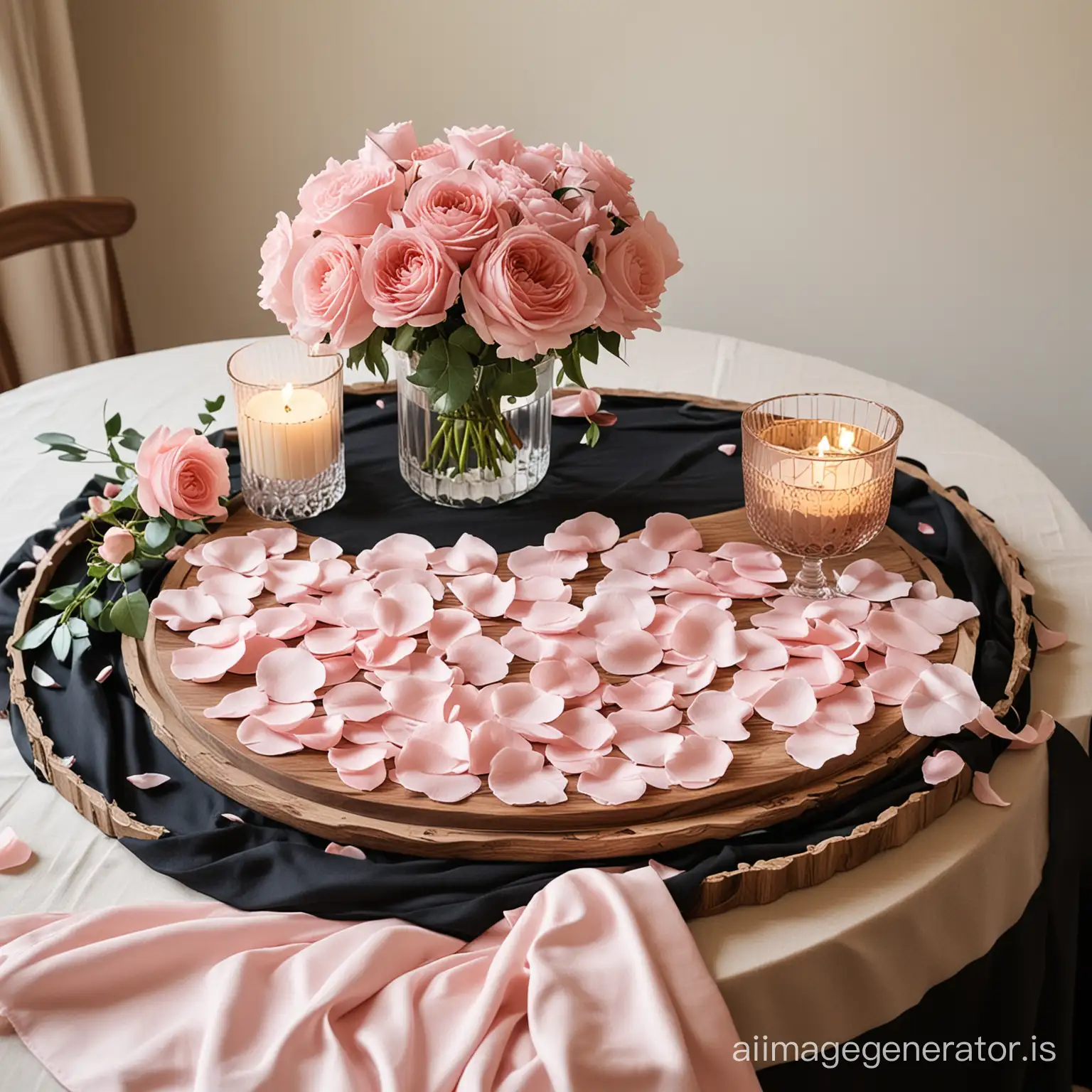 Romantic-Cocktail-Table-Decor-with-Blush-Pink-Rose-Petals