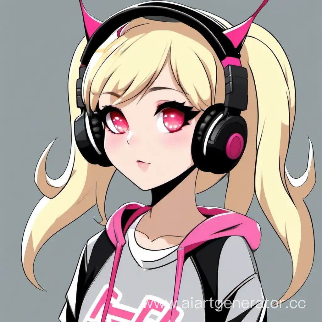 Athletic-Devil-Girl-with-Pink-Headphones-and-Horns