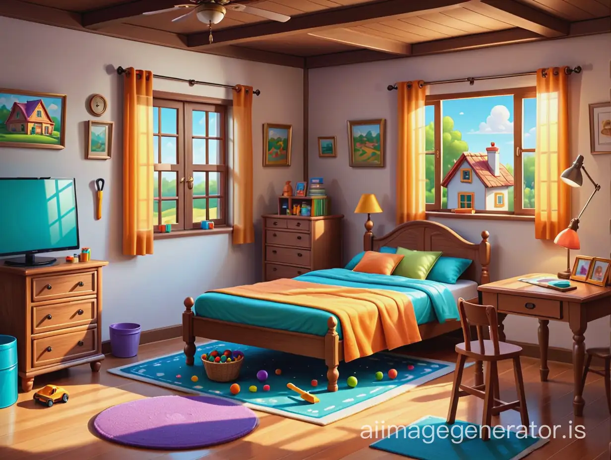 close-up view of cartoon illustration of a house room and a house tools, find the hidden object, house background, background art, highly detailed scene, game illustration, my room, detailed game art, background artwork, hyper detailed scene, detailed game art illustration, house and room, stylized digital illustration, highly detailed illustration, cozy room background, detailed background, 2d art.