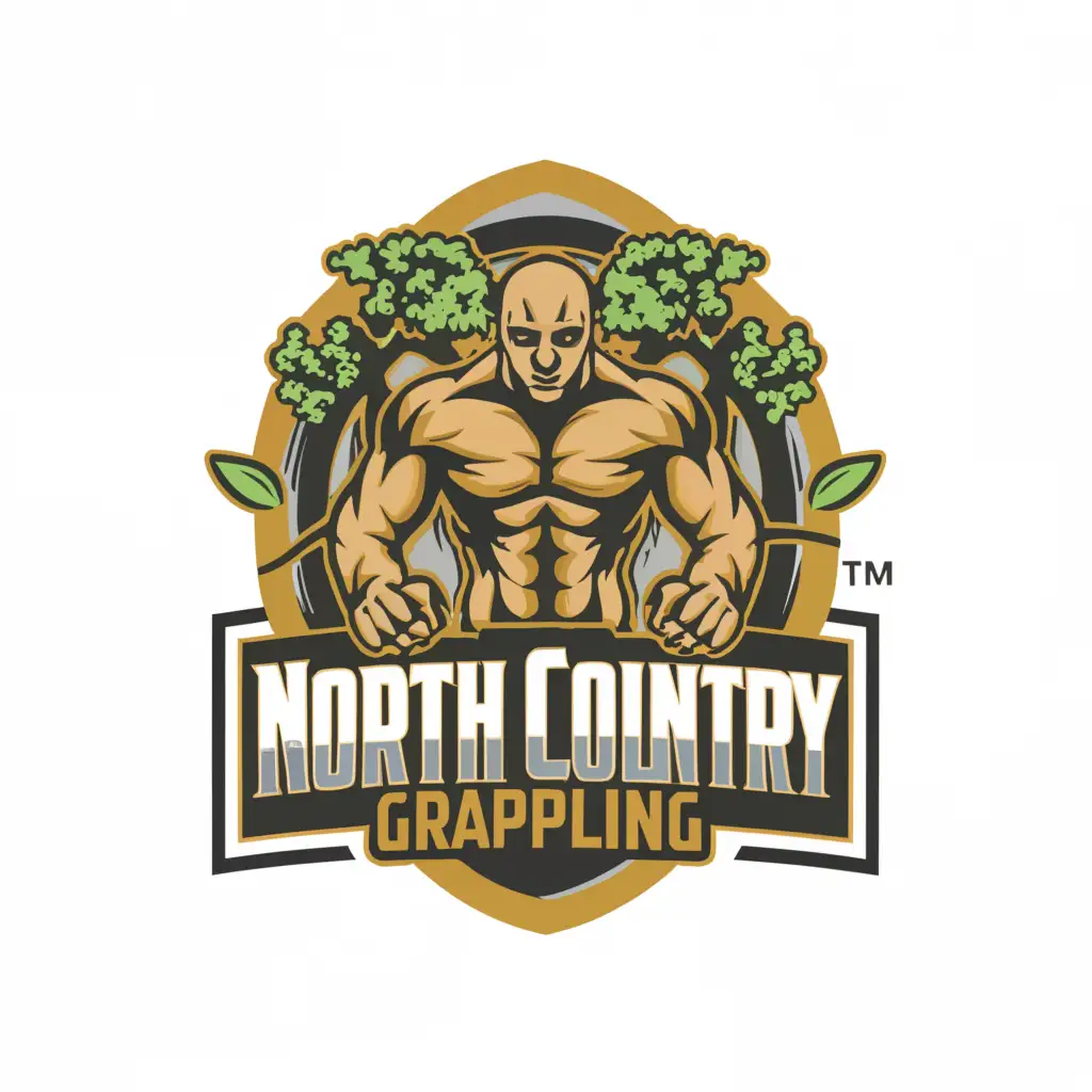 a logo design, with the text 'North Country Grappling', main symbol: Wrestling, Tree, Moderate, to be used in Sports Fitness industry, clear background