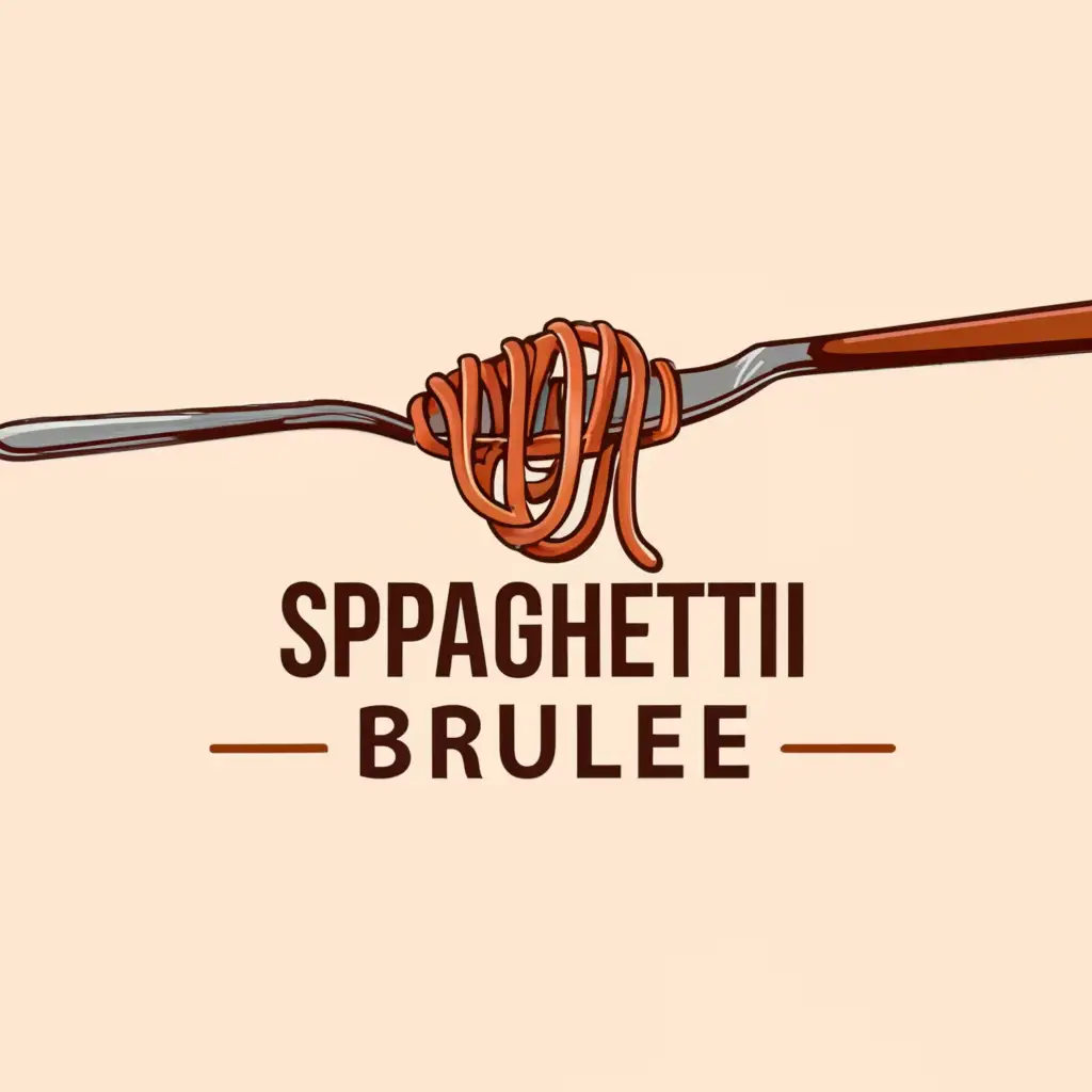 a logo design,with the text "SPAGHETTI BRULEE", main symbol:Spaghetti,Moderate,clear background