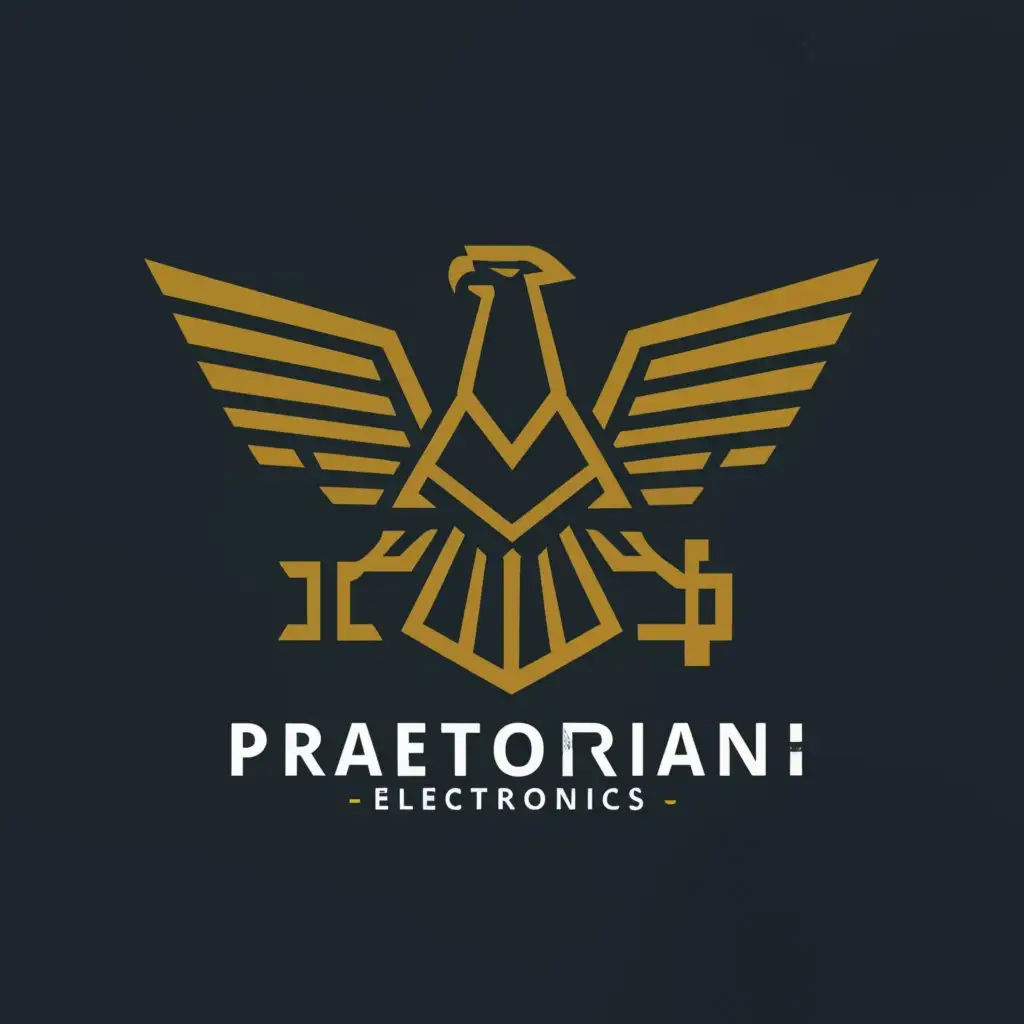 a logo design,with the text "Praetorian Electronics", main symbol:Roman Empire,Minimalistic,clear background