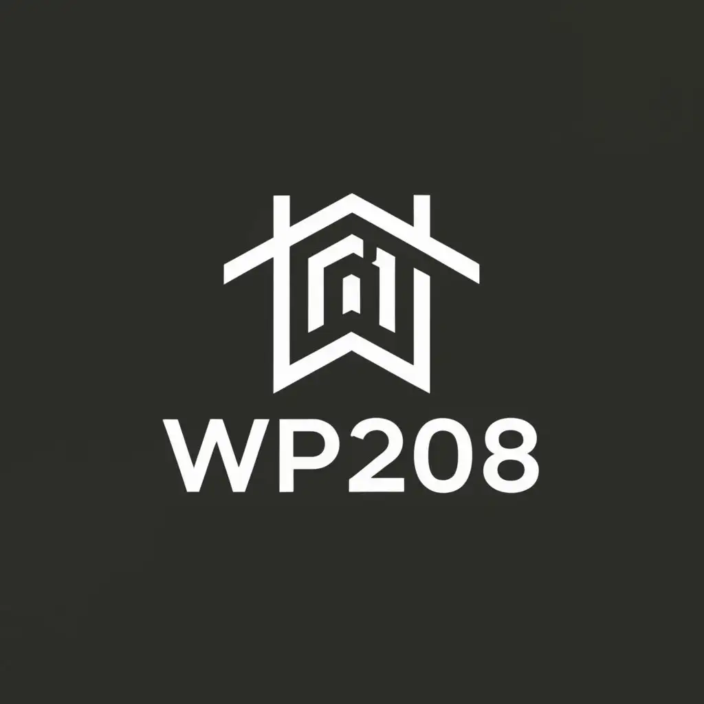 a logo design,with the text "WP208", main symbol:House,Moderate,clear background