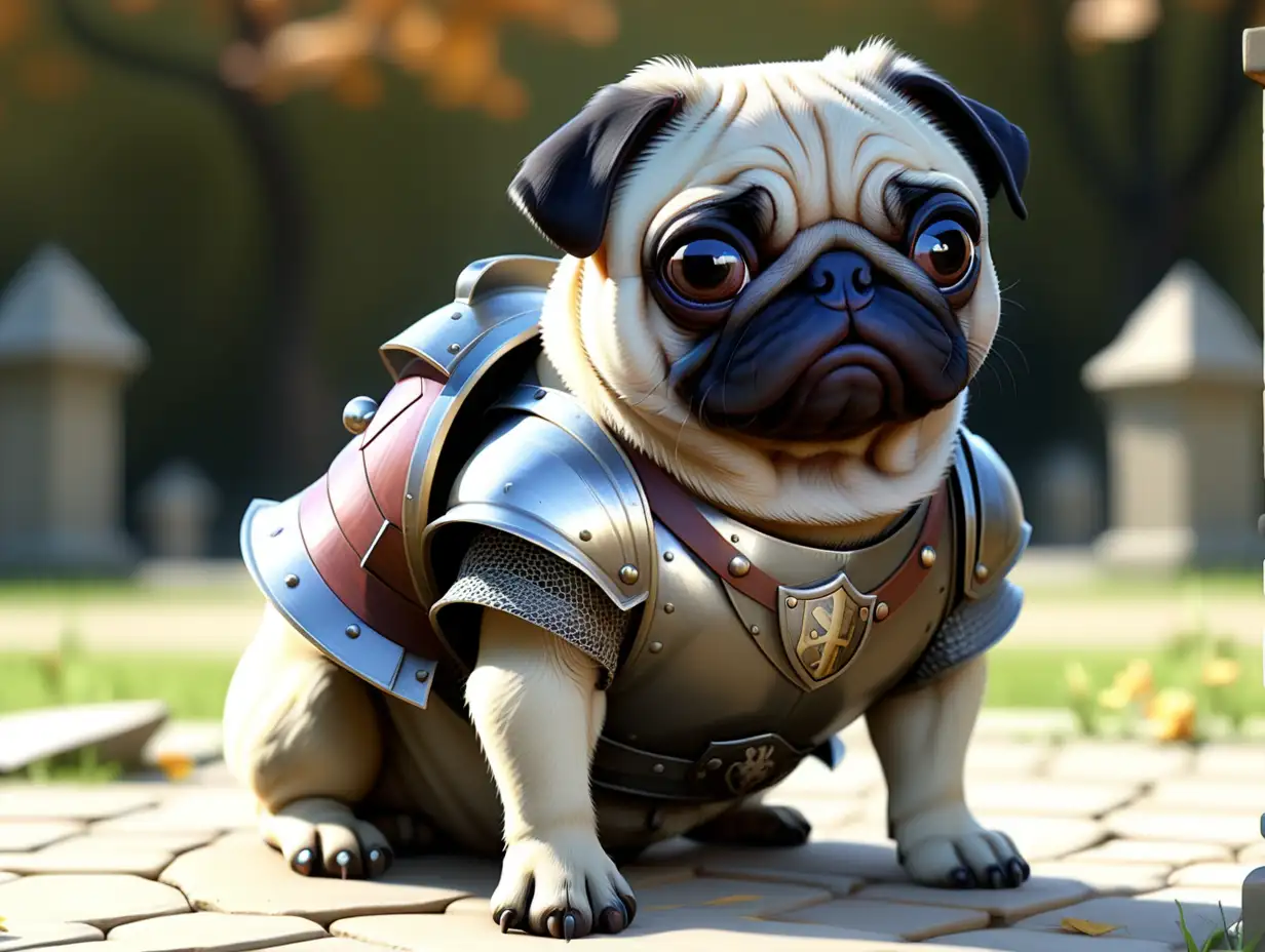 Charming Knightly Pug Adorable Canine in Medieval Armor