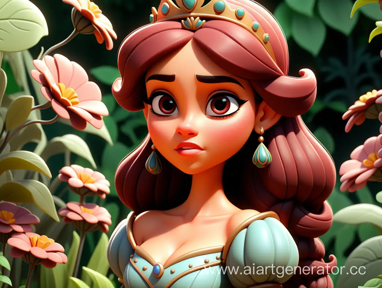 Enchanting-8K-Cartoon-Illustration-Princess-Zarina-Amidst-Blooming-Garden-Delights