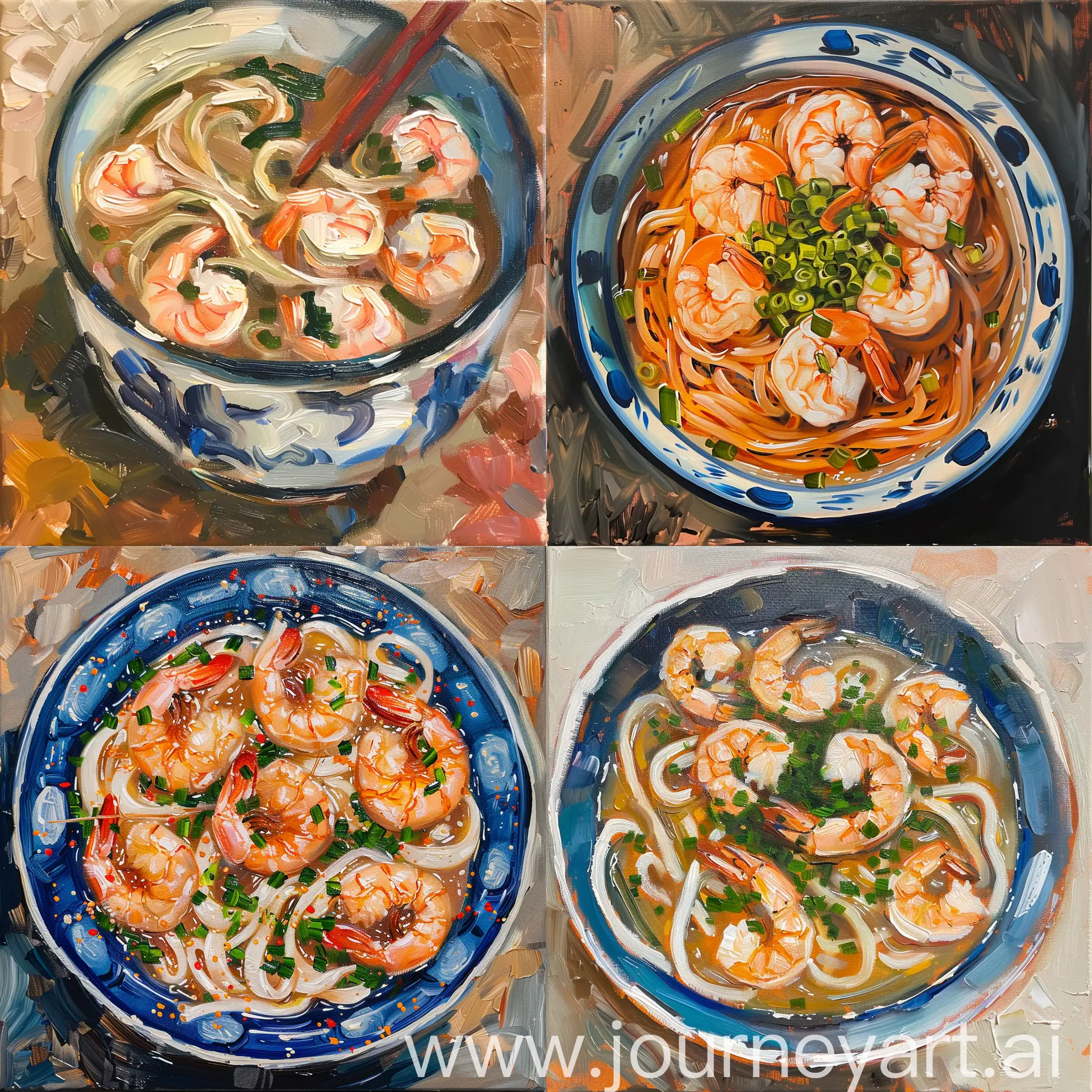 Delicious-Udon-Noodles-with-Shrimp-Vibrant-Oil-Painting