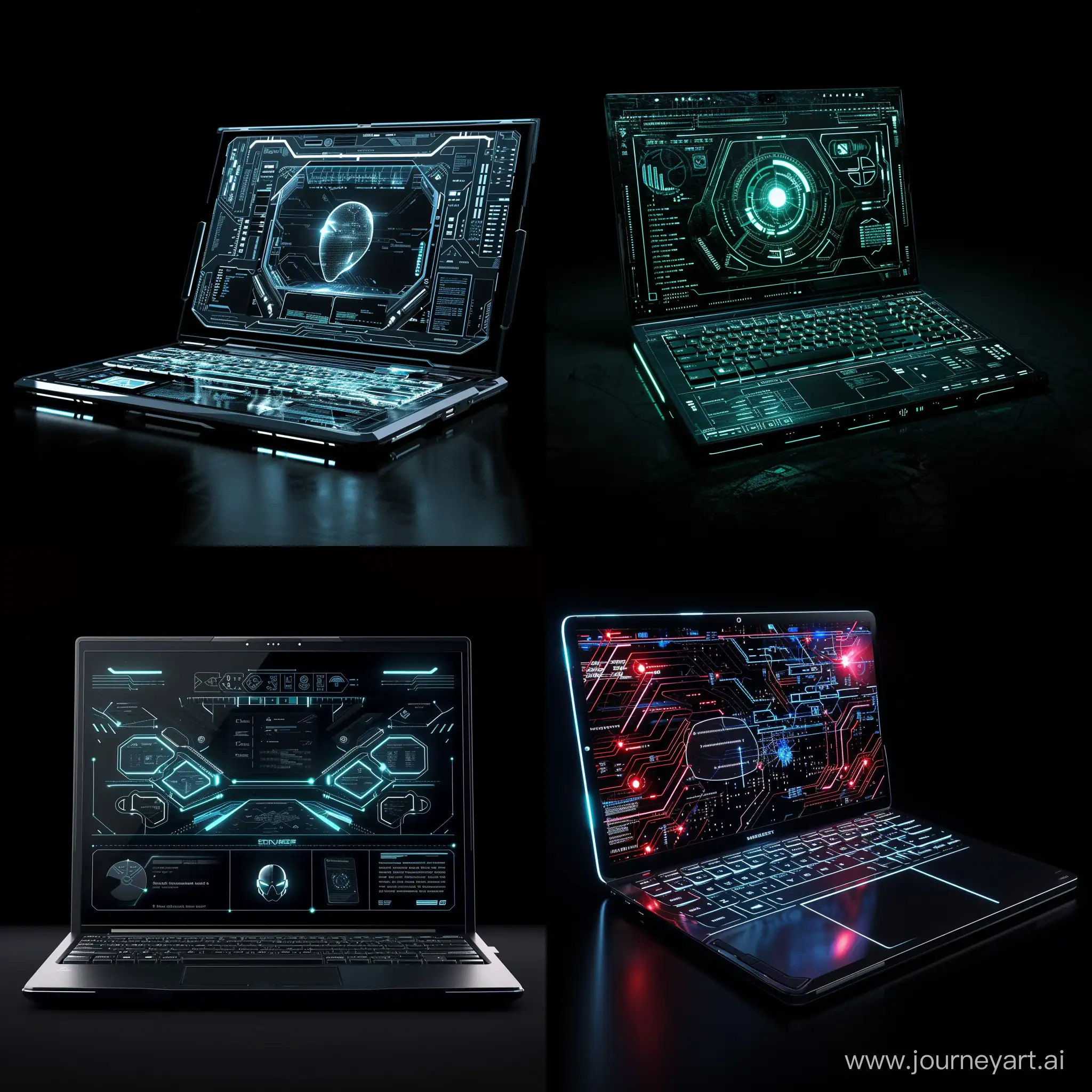 Futuristic sci-fi laptop, cyber noir, in cinematic style