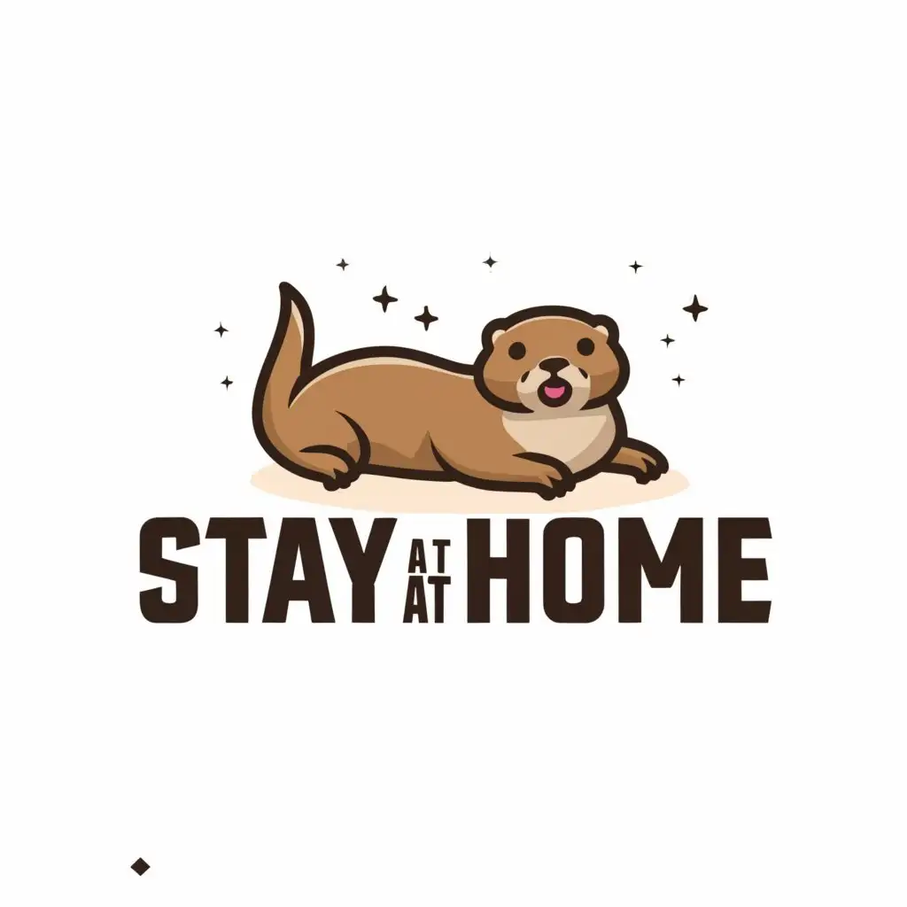 a logo design,with the text "Stay at home", main symbol:Otter,Moderate,be used in Internet industry,clear background