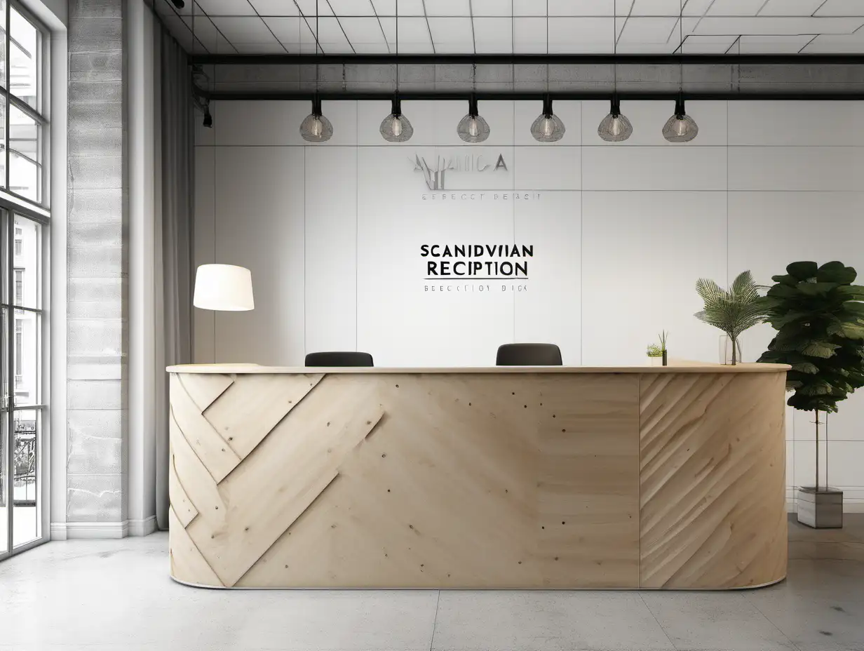 Modern Scandinavian Reception Desk in Minimalist Office Setting