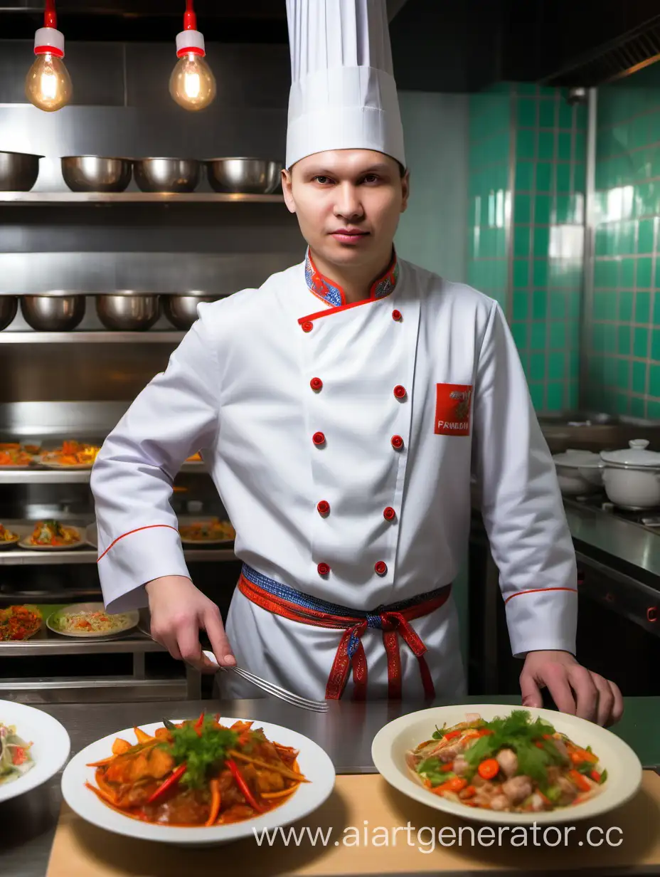 russian cook in panasian modern cafe