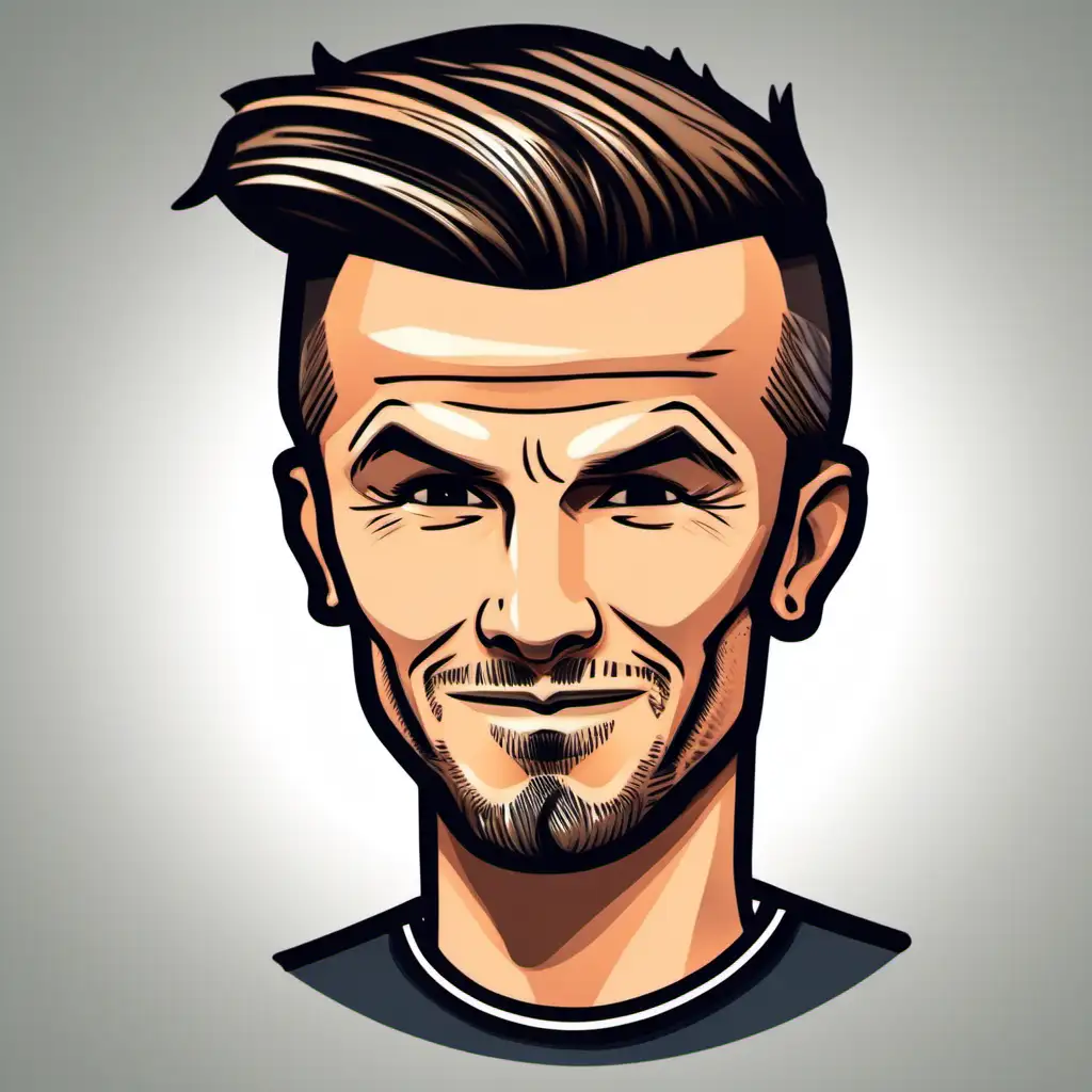 Cartoon David Beckham Icon Playful Illustration of Soccer Star in Animated Form