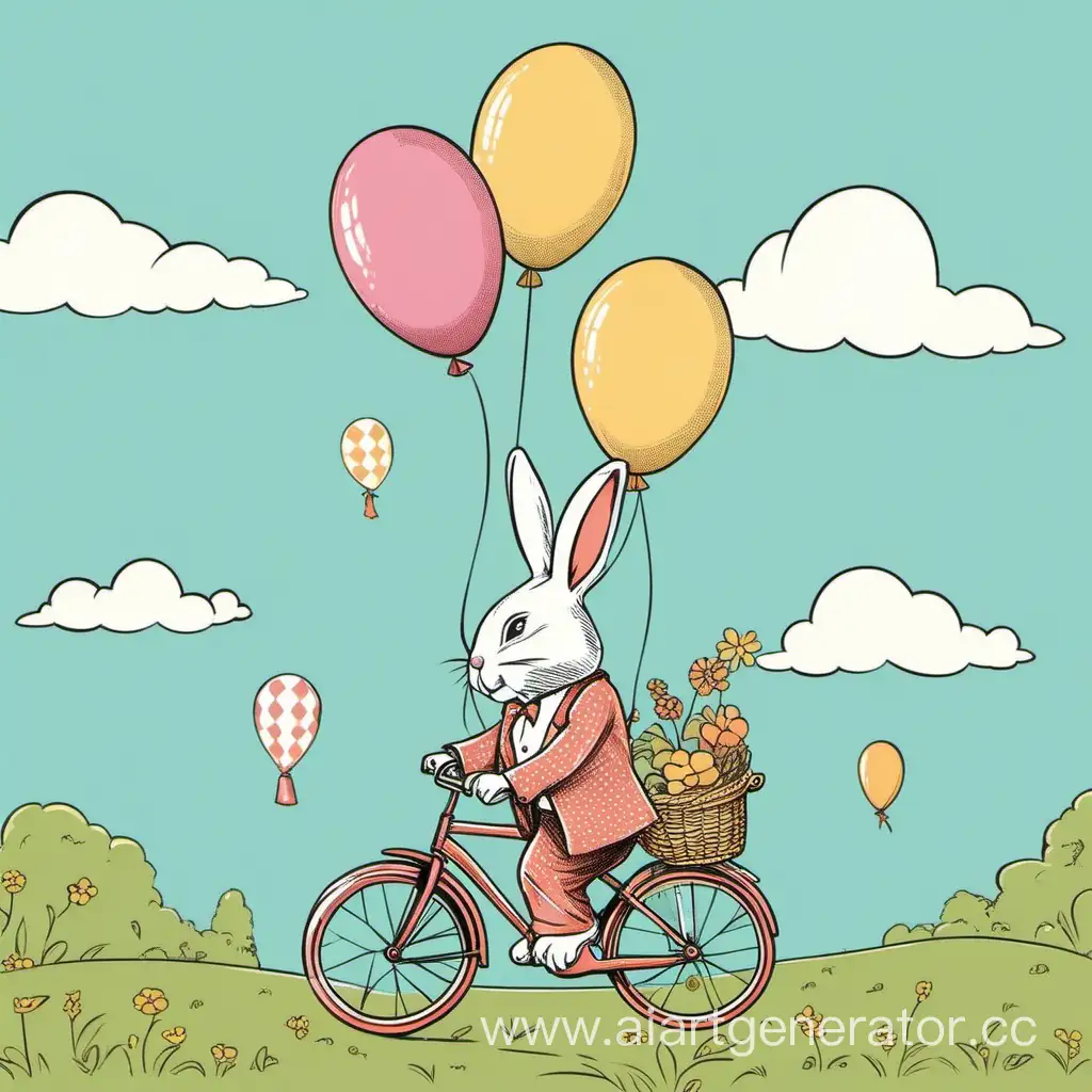 Cute-Bunny-Riding-Bicycle-with-Colorful-Balloons