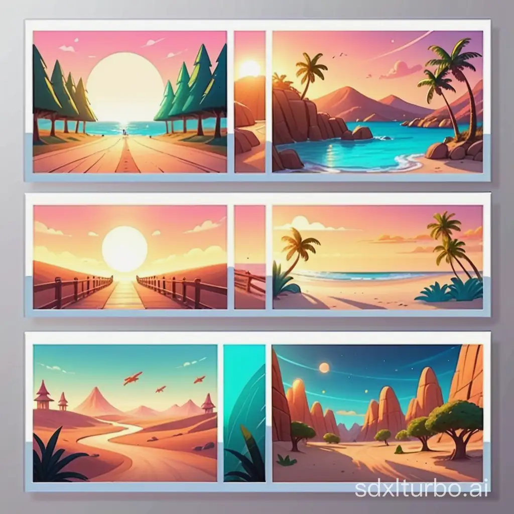 3 storyboard templates, cartoon style