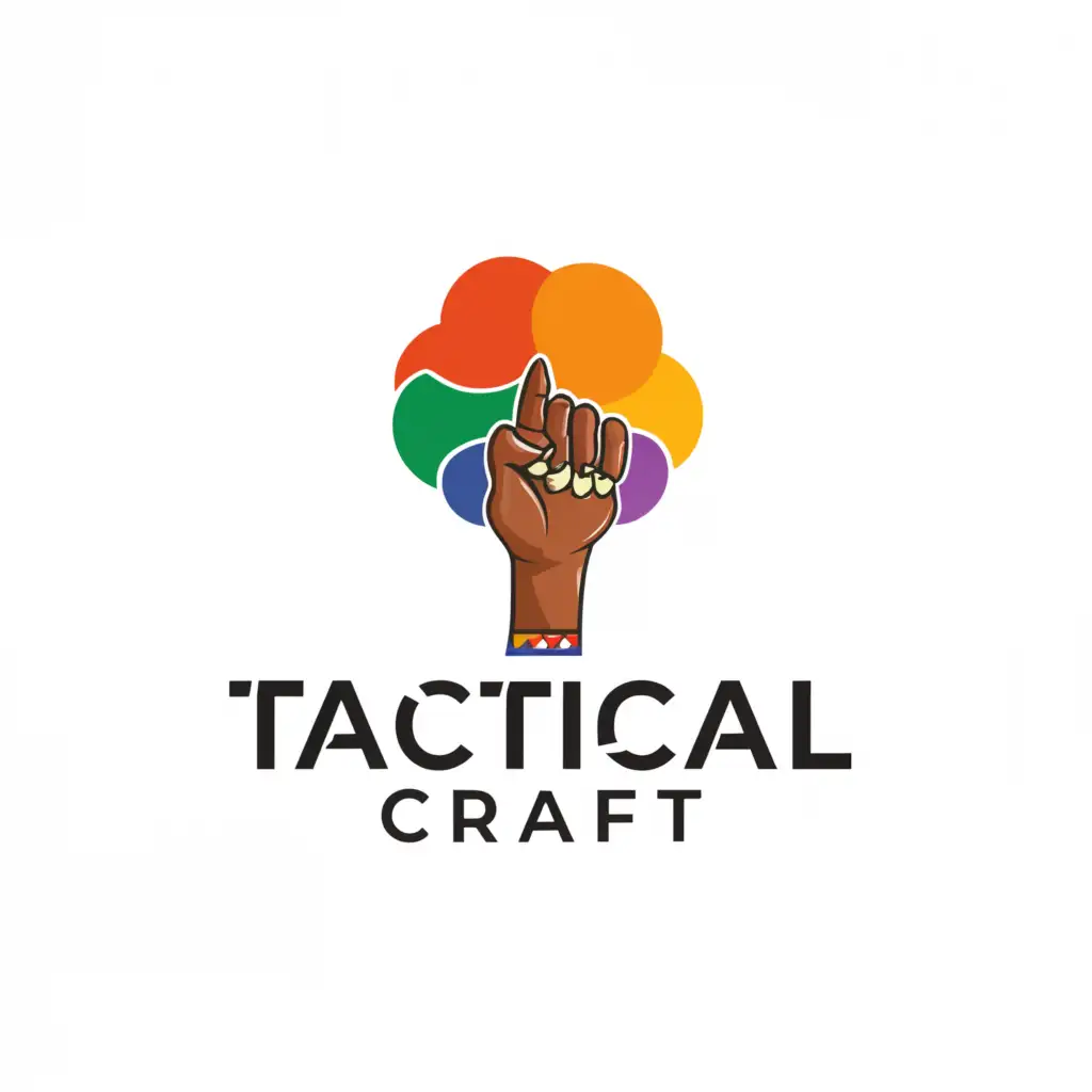 a logo design,with the text "Tactical Craft", main symbol:afro finger gun,Minimalistic,clear background