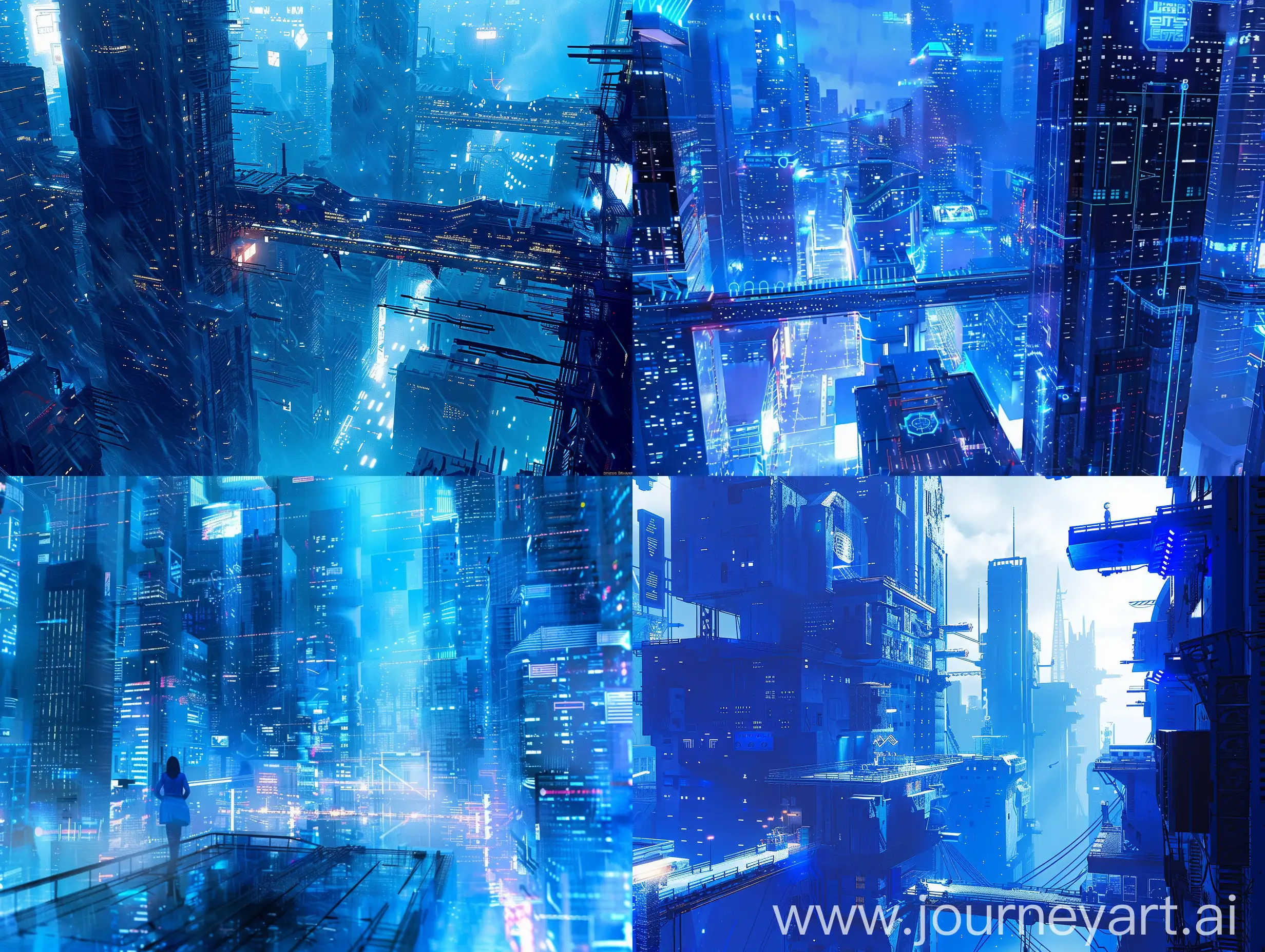 Futuristic-Cyberpunk-Cityscape-in-Blue-Tones