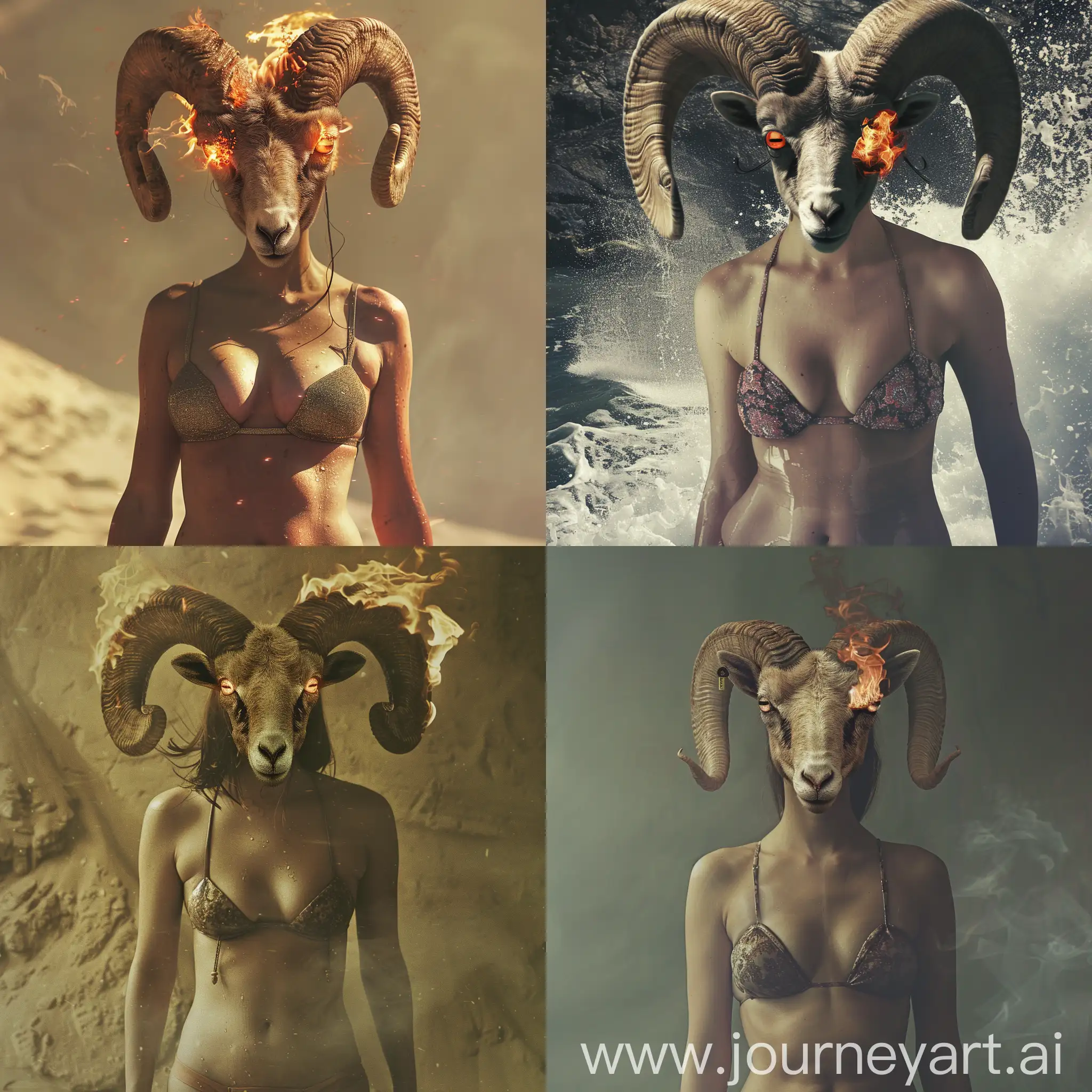 FieryEyed-Ram-Woman-in-Bikini-Surreal-Fantasy-Art