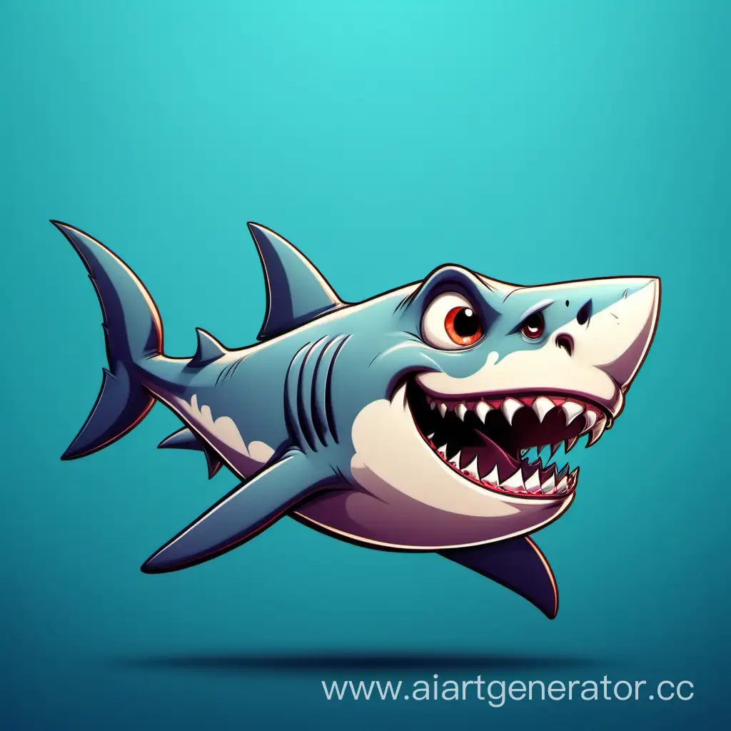 Colorful-Cartoon-Shark-Swimming-Underwater-with-Coral-Reef