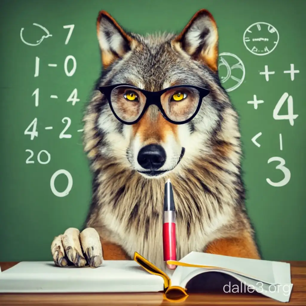 wolf is doing math in front of school board