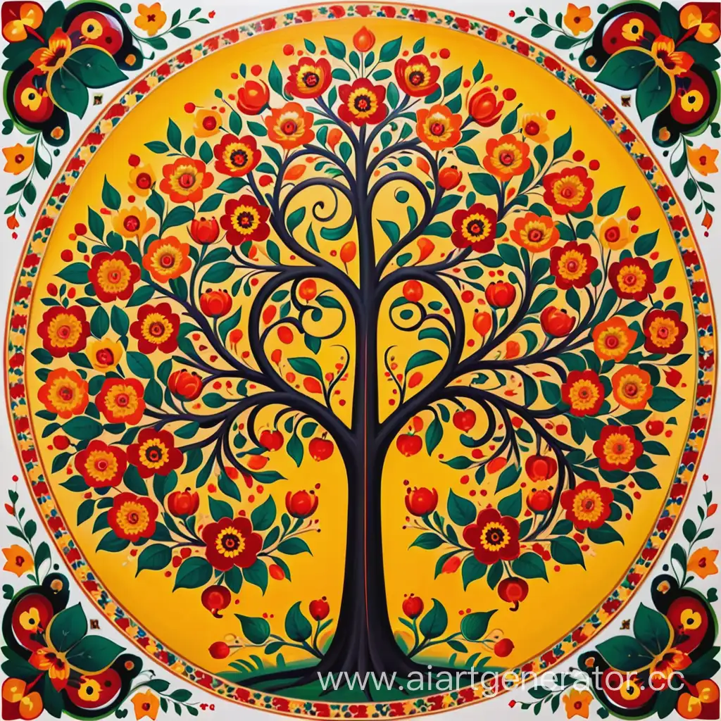 Traditional-Russian-Khokhloma-Tree-Vibrant-Folk-Art-Holiday-Decoration