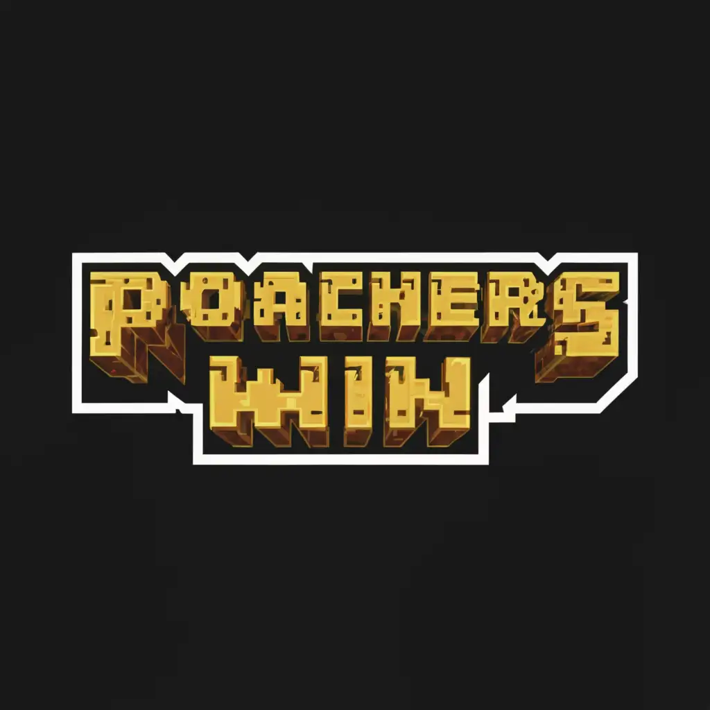 a logo design,with the text "POACHERS WIN", main symbol:the text must be in a minecraft style. no images but a flashy celebration of winning the POACHERS winning,Minimalistic,be used in Entertainment industry,clear background