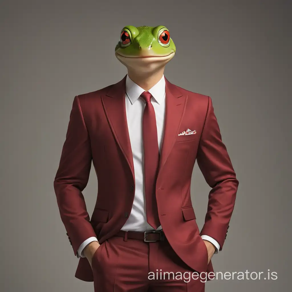 Stylish-RedFrocked-Frog-in-Elegant-Attire