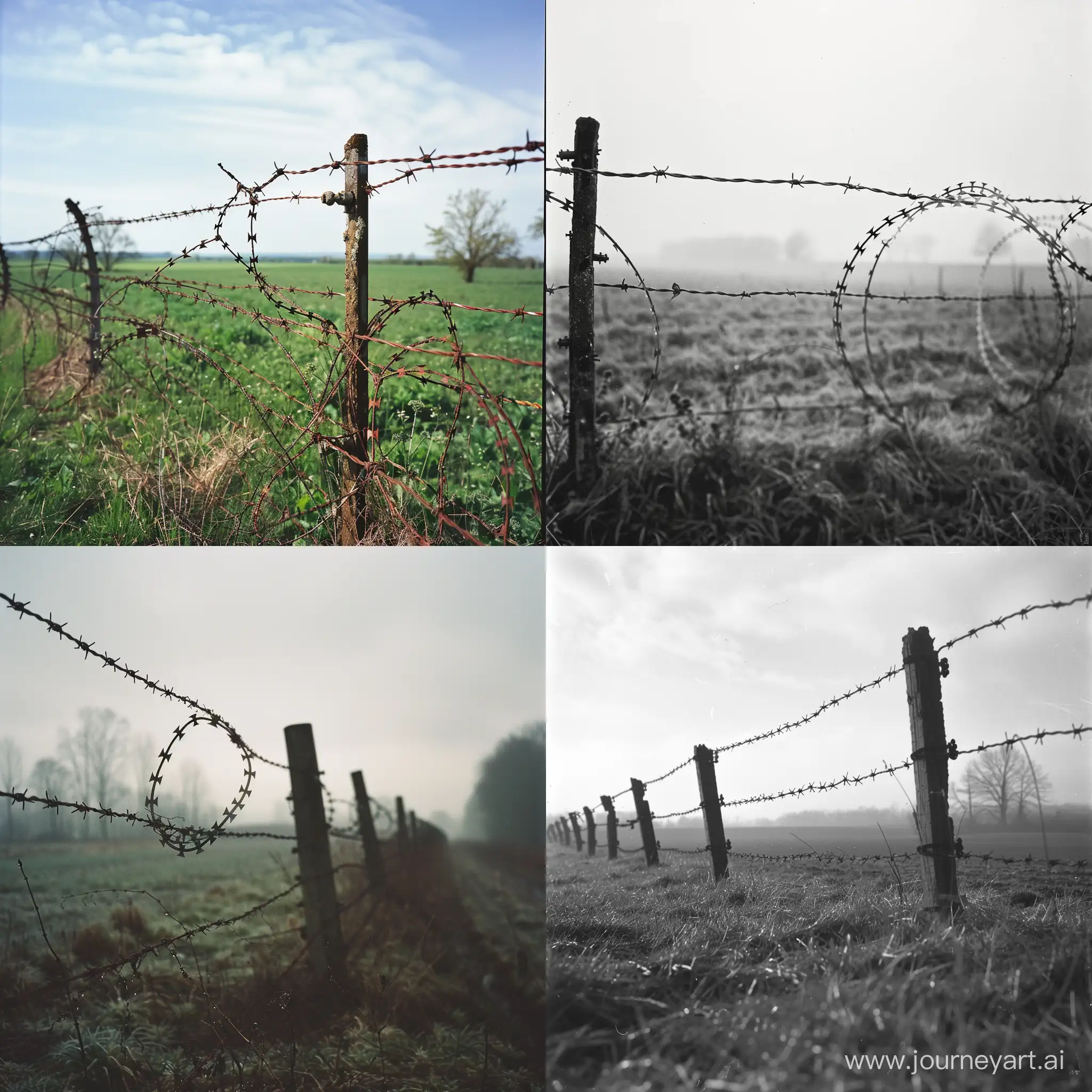 a field protected by barbed wire.