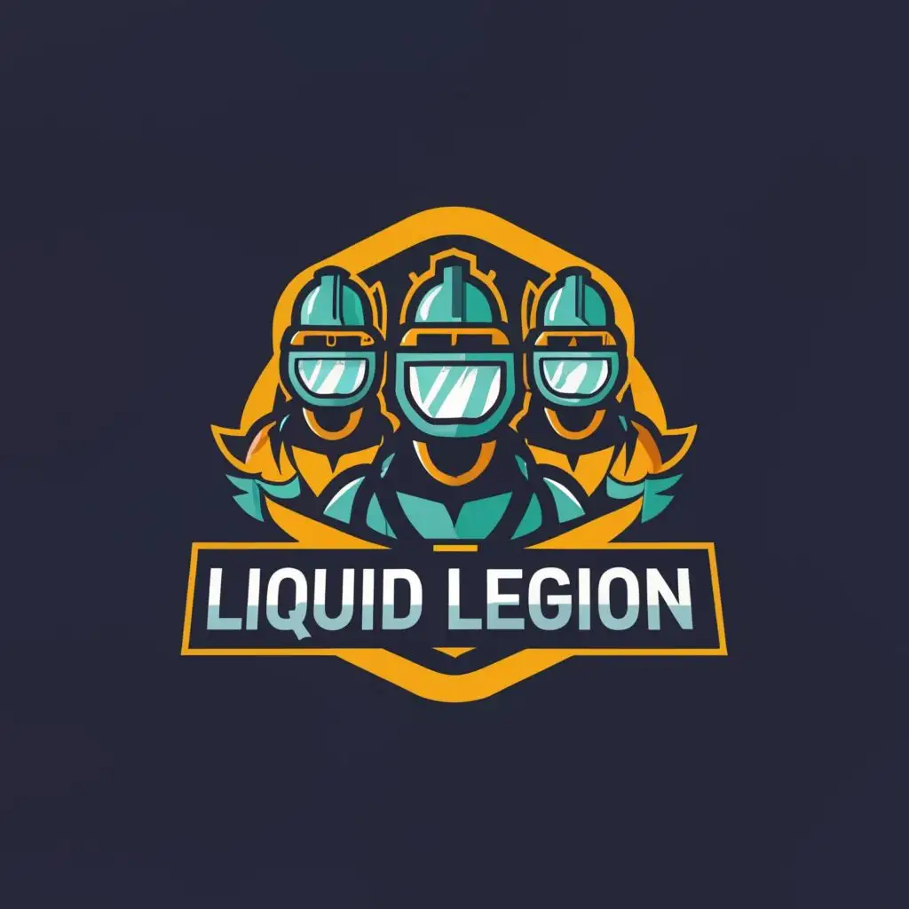 a logo design,with the text "Liquid legion", main symbol:Army of robots divers in water,Moderate,be used in Education industry,clear background
