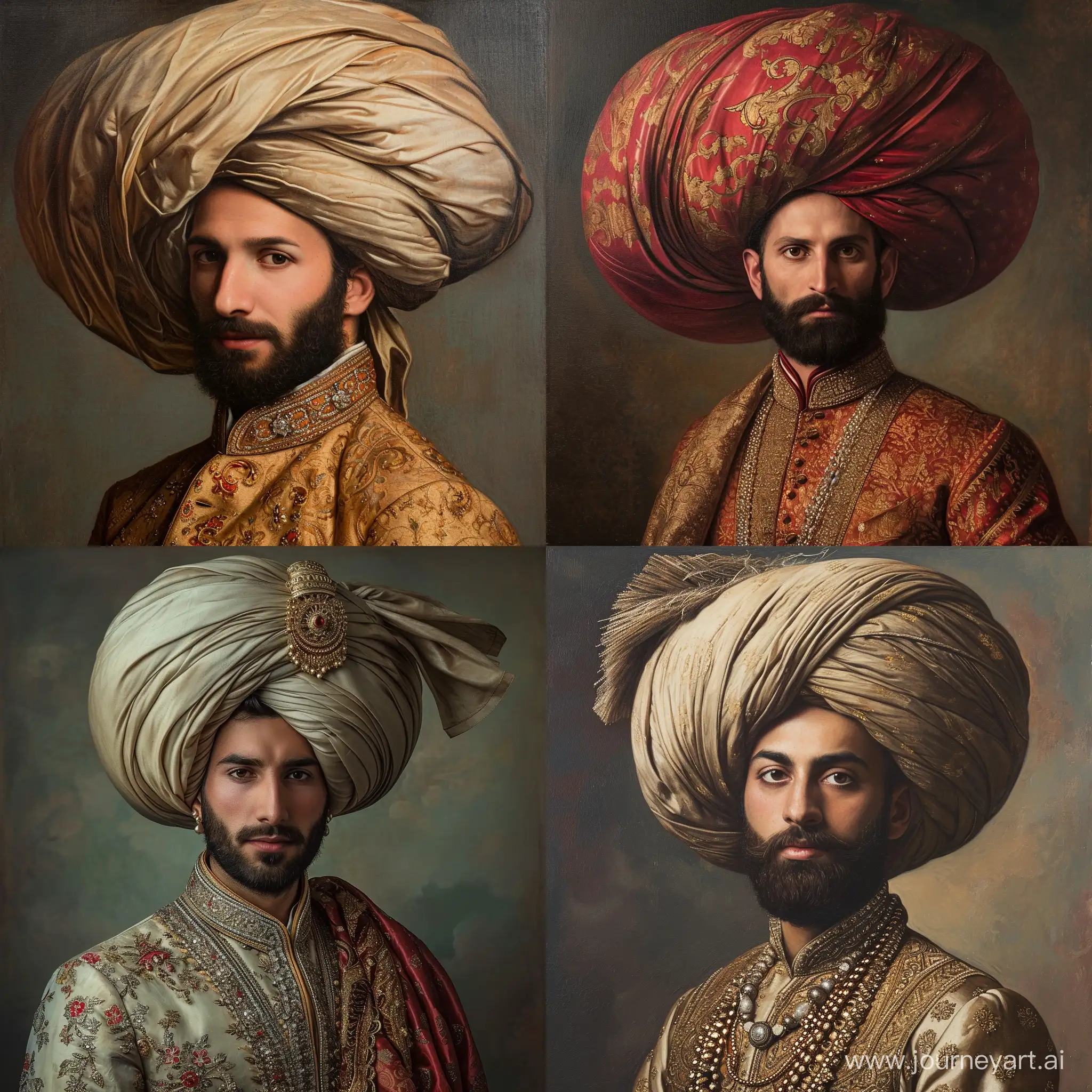 Renaissance-Portrait-with-Ottoman-Turban-and-Mughal-Sherwani-Attire