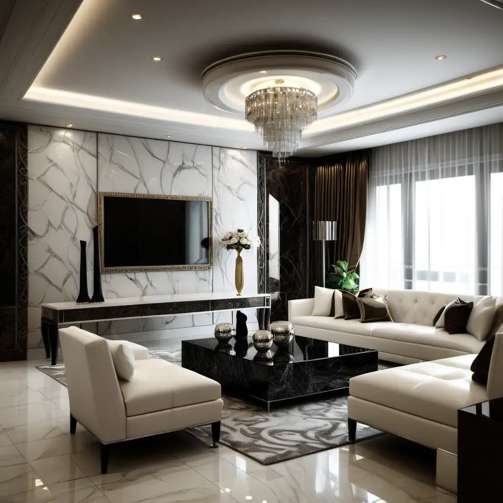 Interior design of luxury transition living room