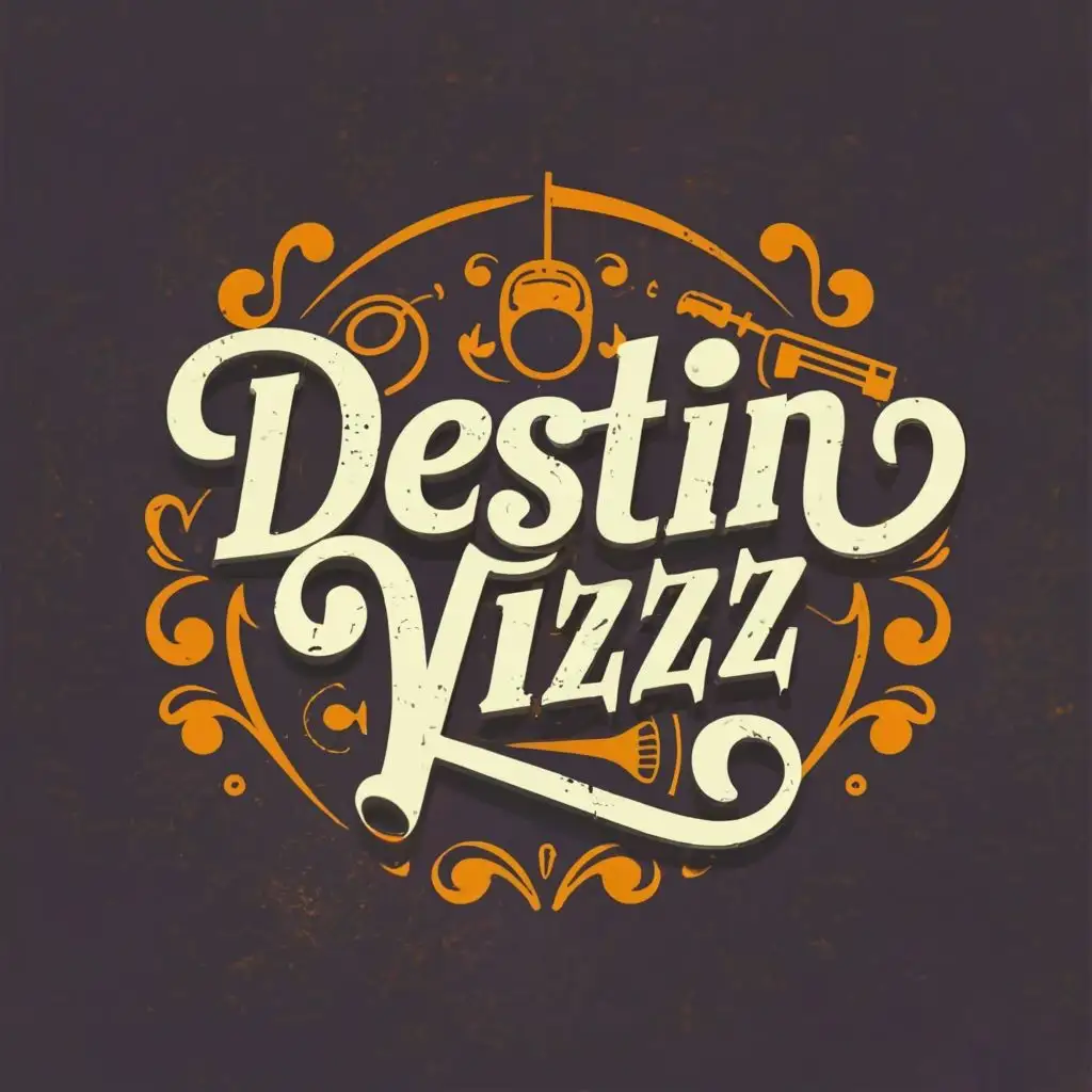logo, music and sound record label, with the text "DestinVizz", typography, be used in Entertainment industry
