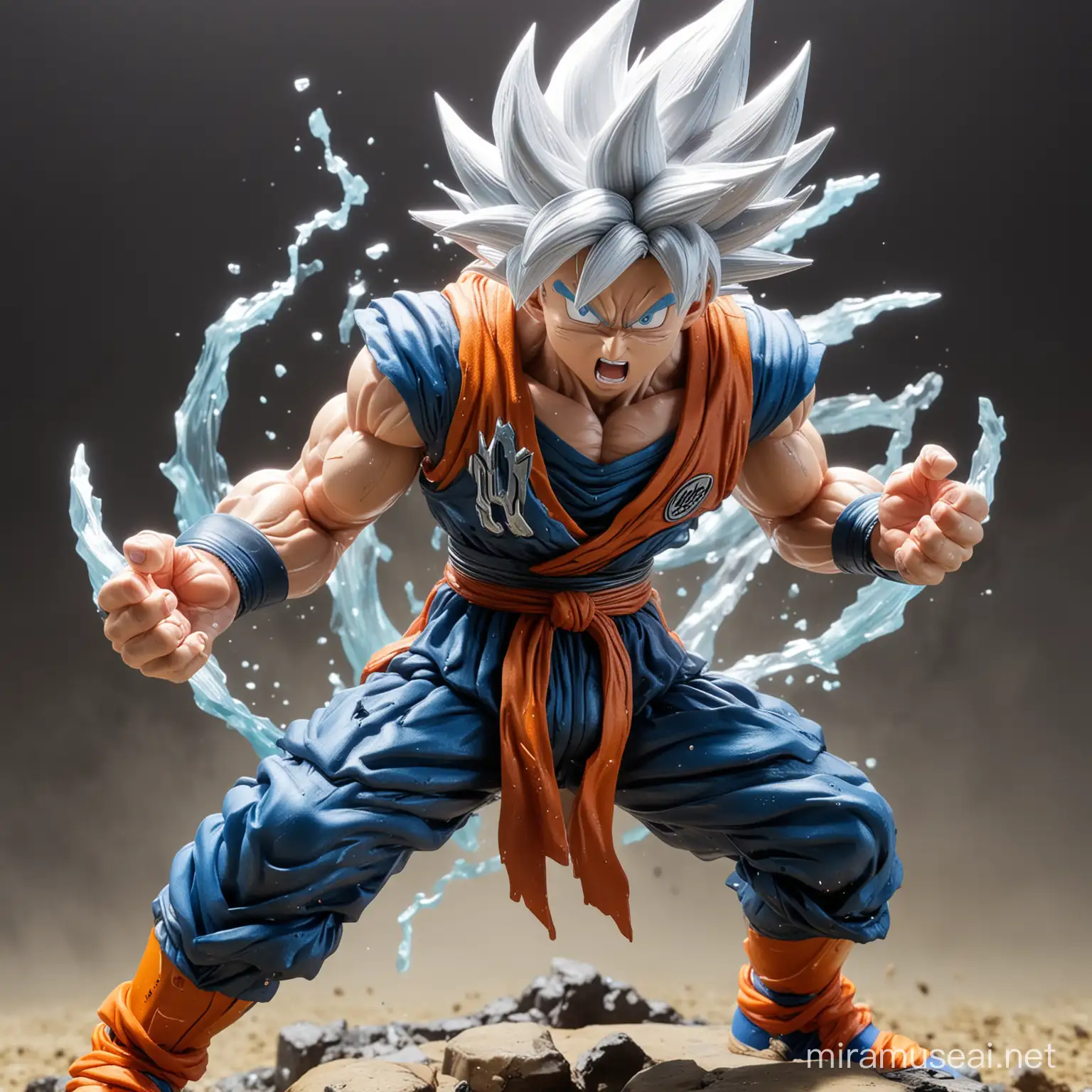 Goku in ultra Pro instinct mechanical God level mode showing his full strength in battlefield