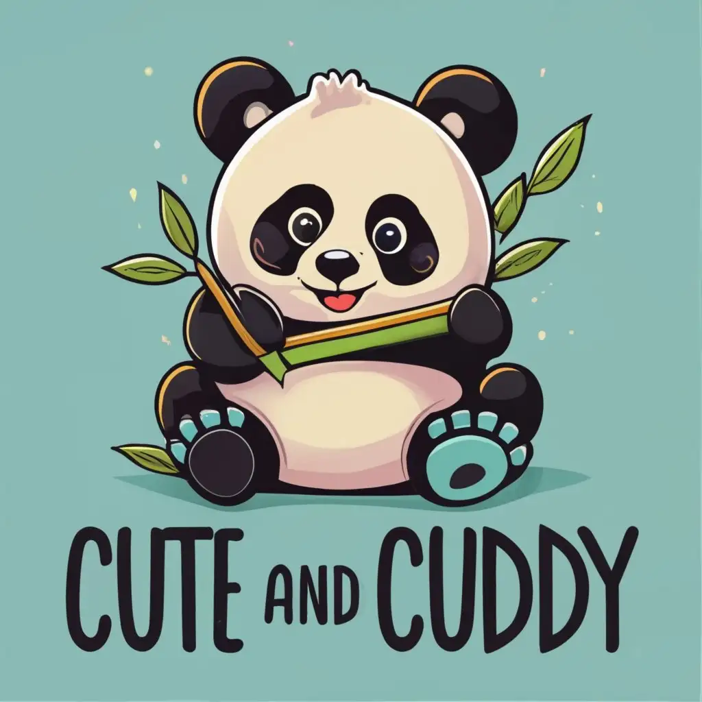 logo, panda, with the text "Cute and Cuddly", typography