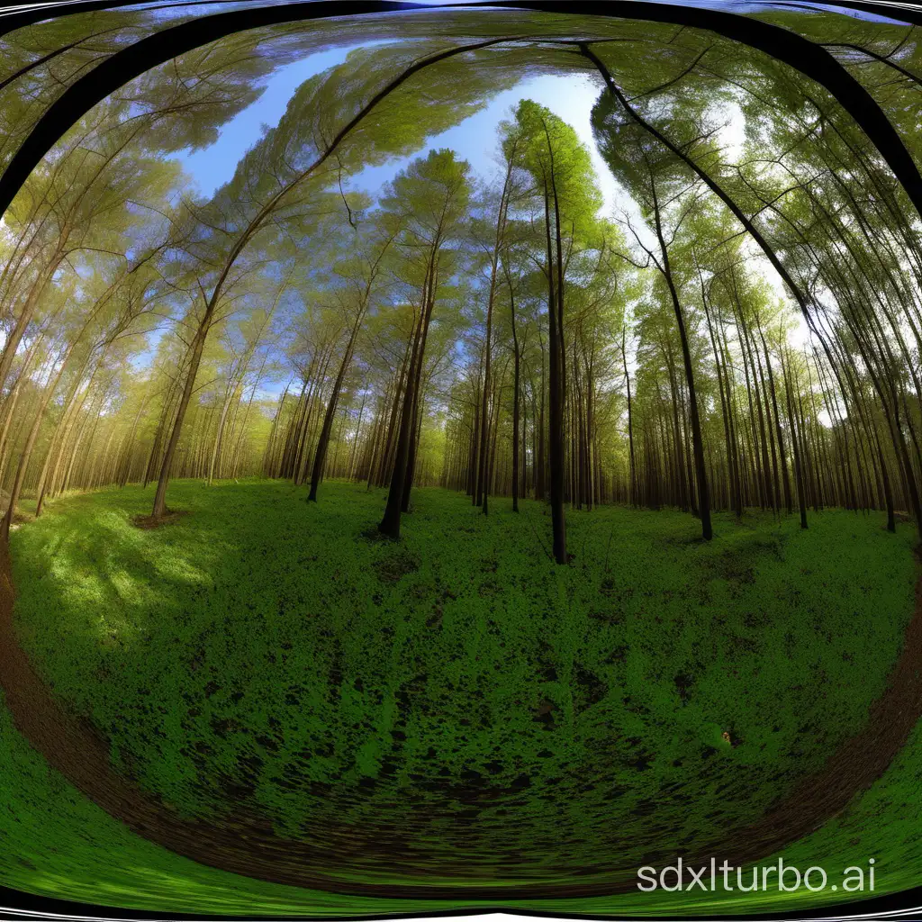 equirectangular image of a forest