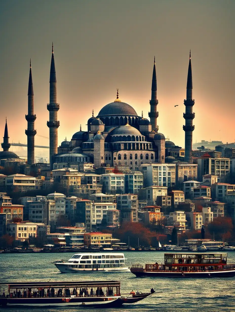 Scenic Istanbul Skyline with Majestic Mosque