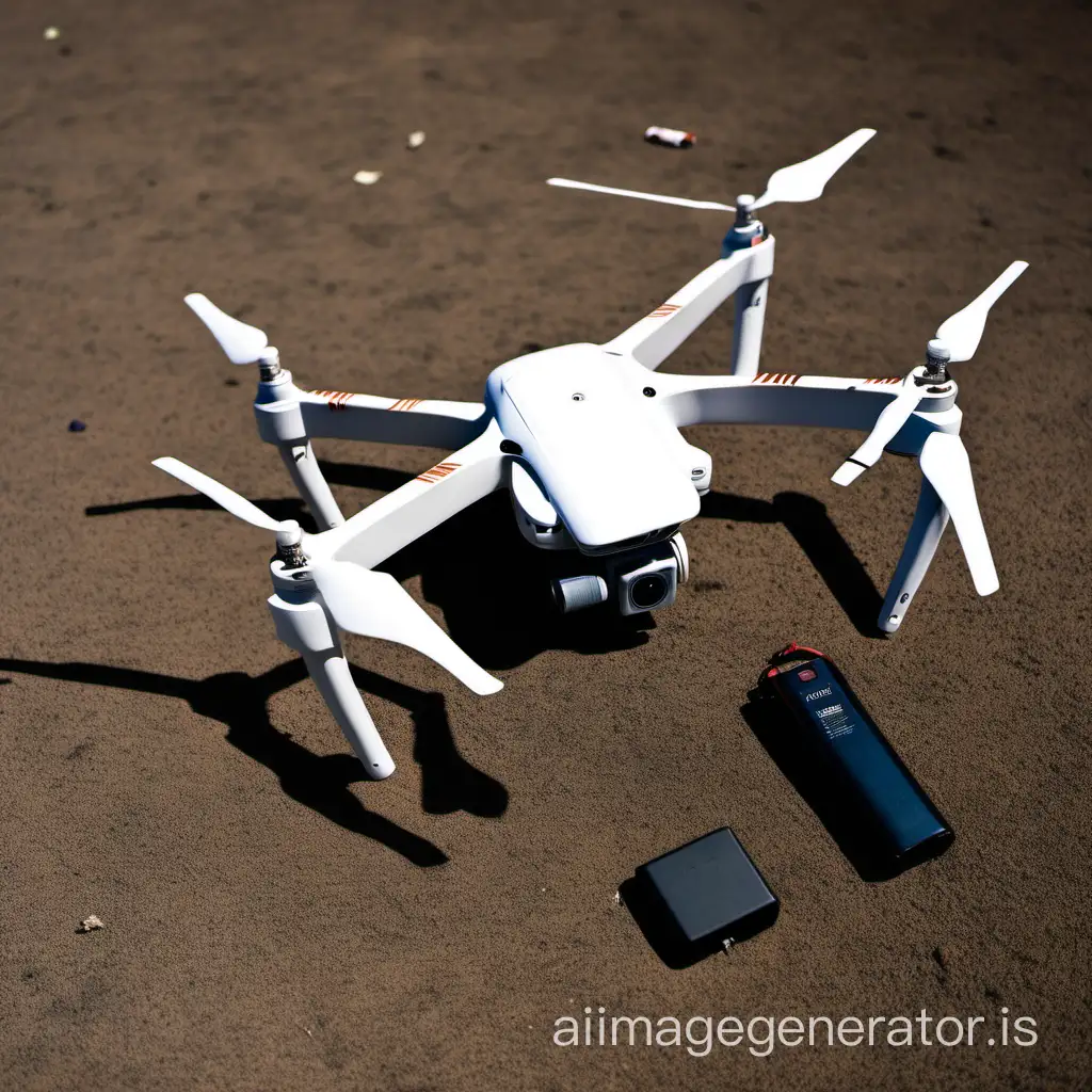 a drone falling on the ground because its battery ran out