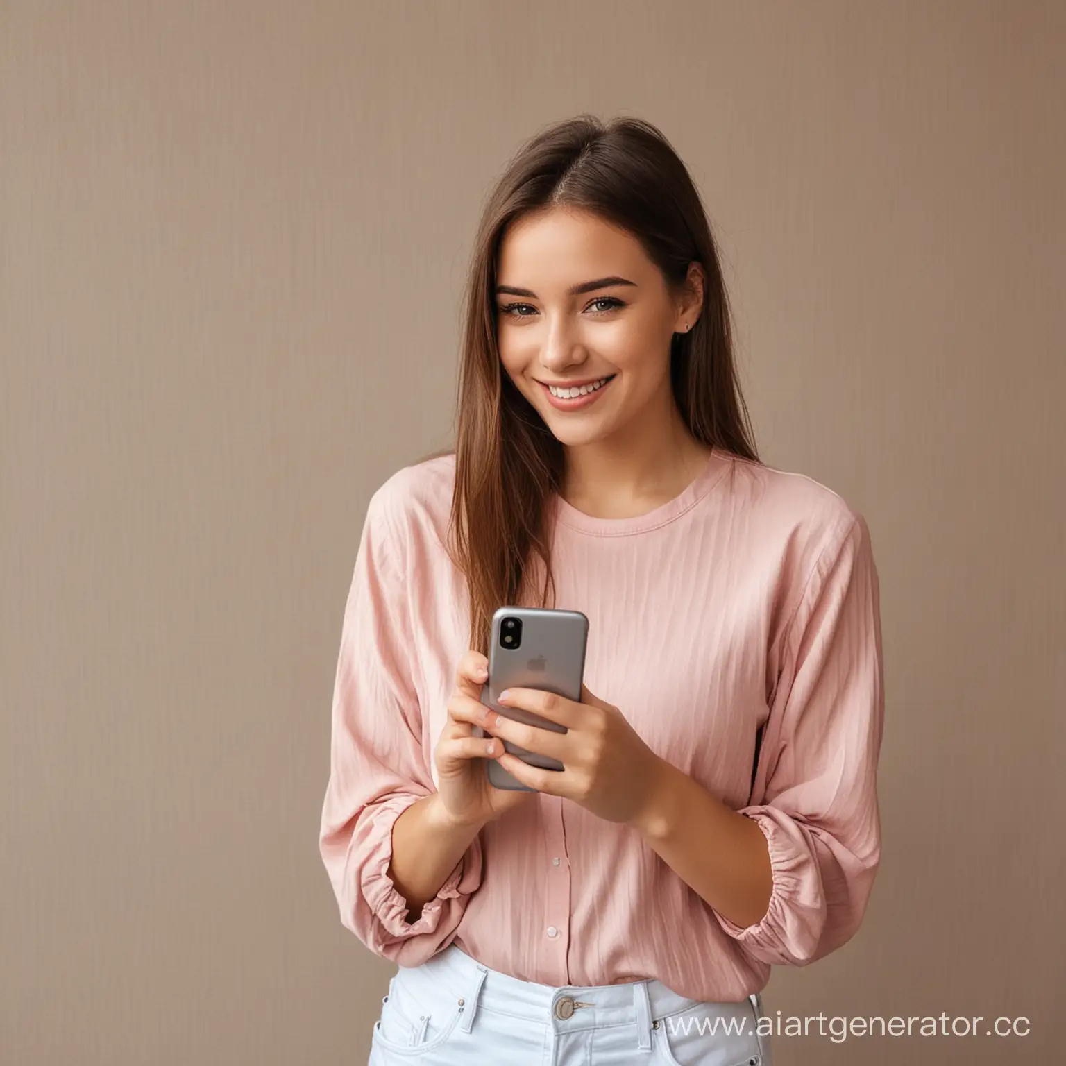 Smiling-Girl-Holding-Smartphone