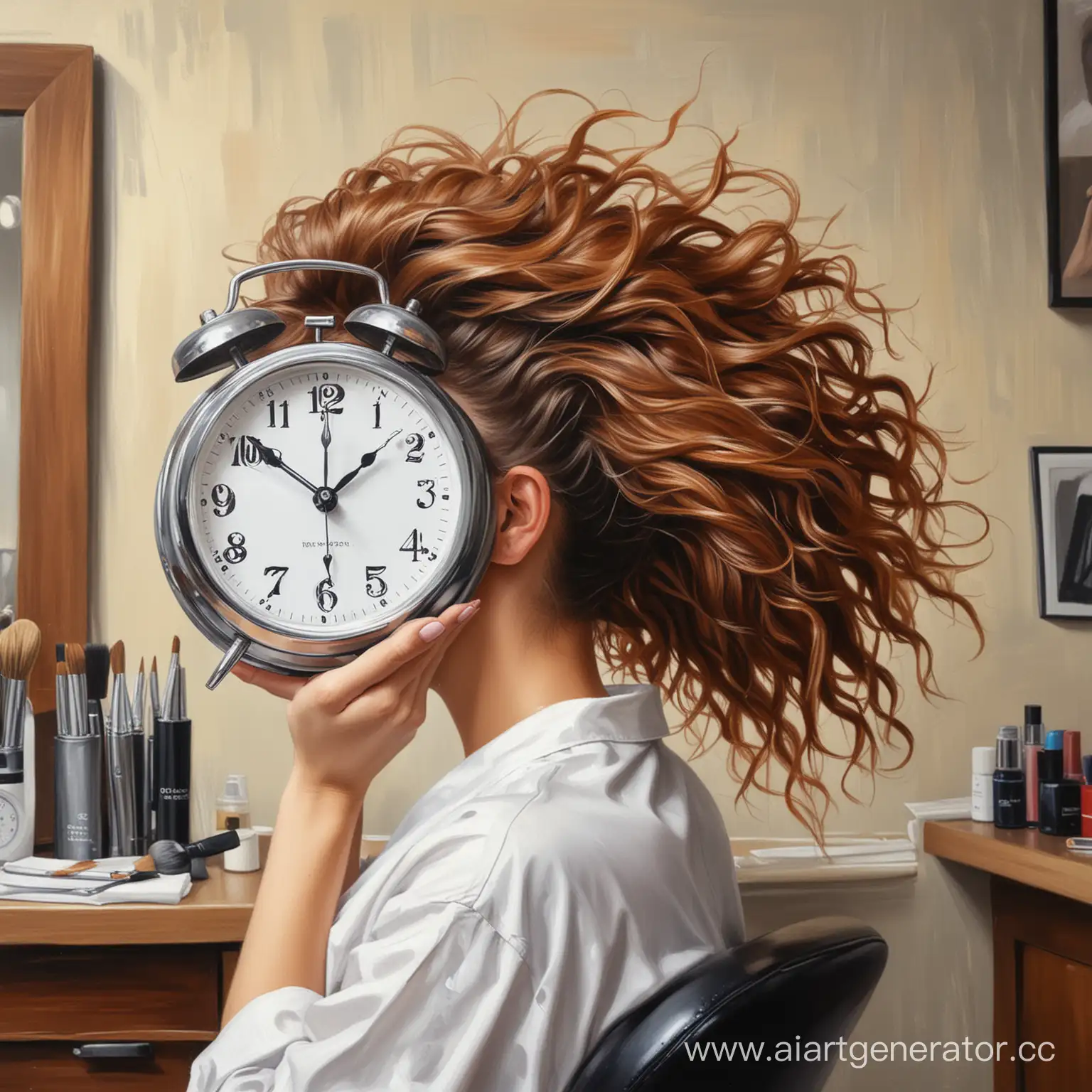 Vibrant-Hair-Salon-Scene-with-Alarm-Clock-Accent