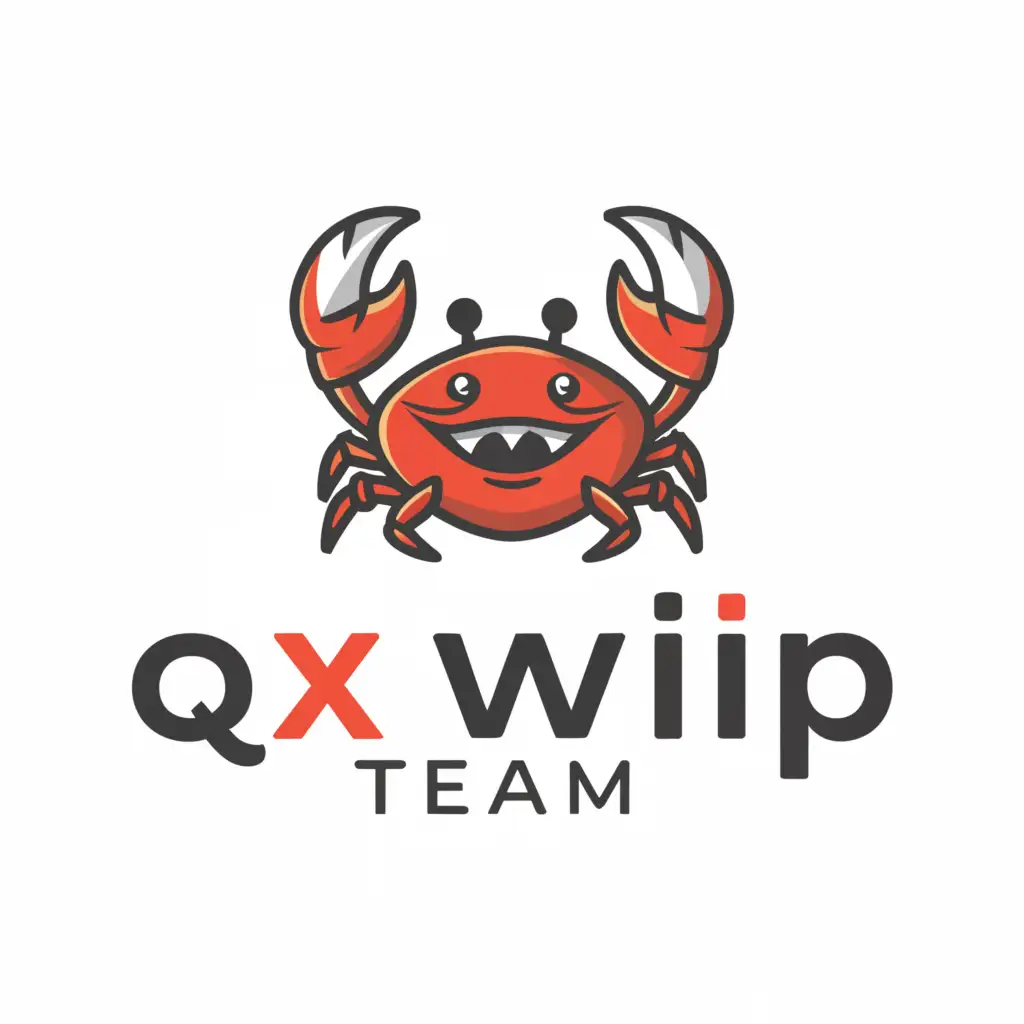 a logo design,with the text "qxwip team", main symbol:mr.krab,Minimalistic,clear background