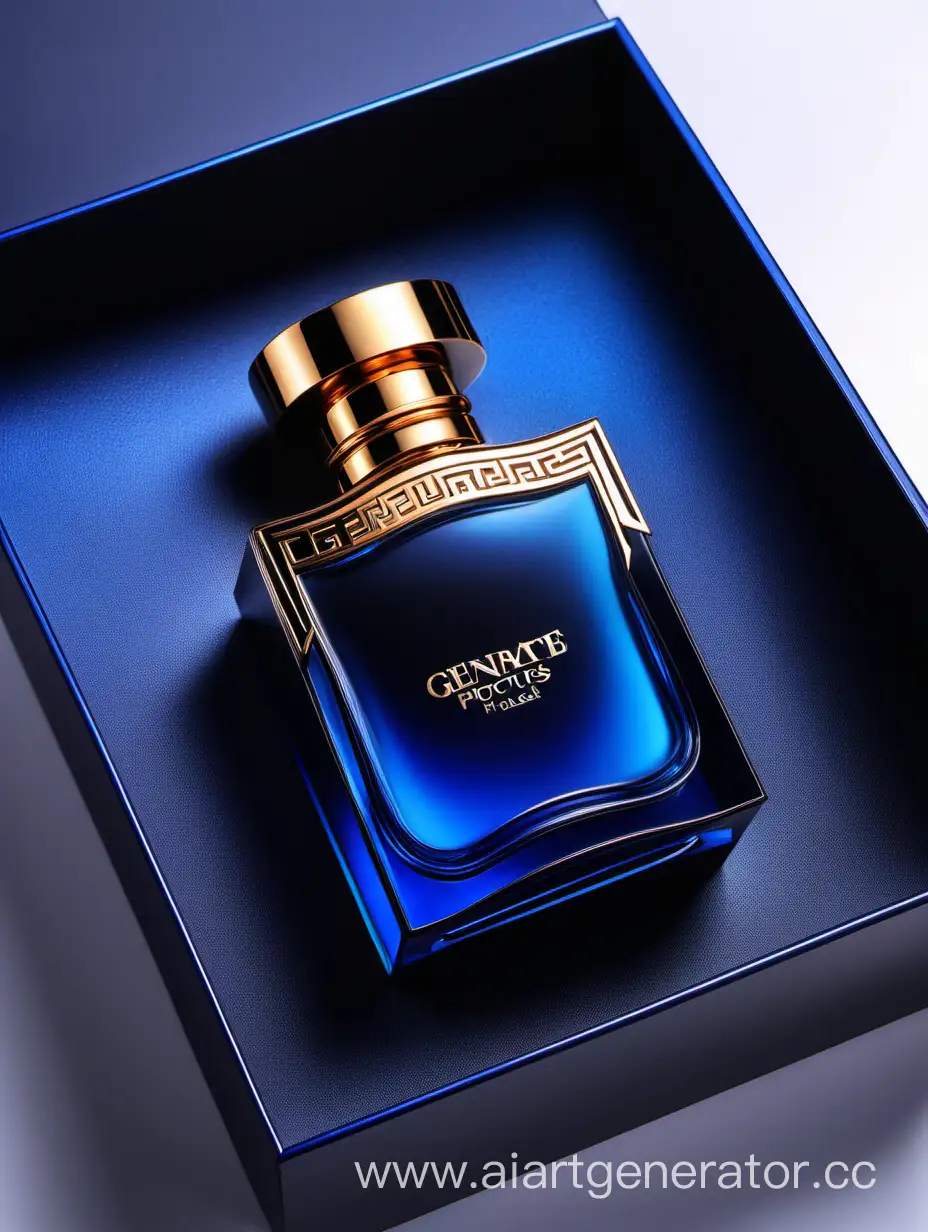 generate good photos of men's perfumes one box should be the largest, then descending and the last the smallest blue, black and golden