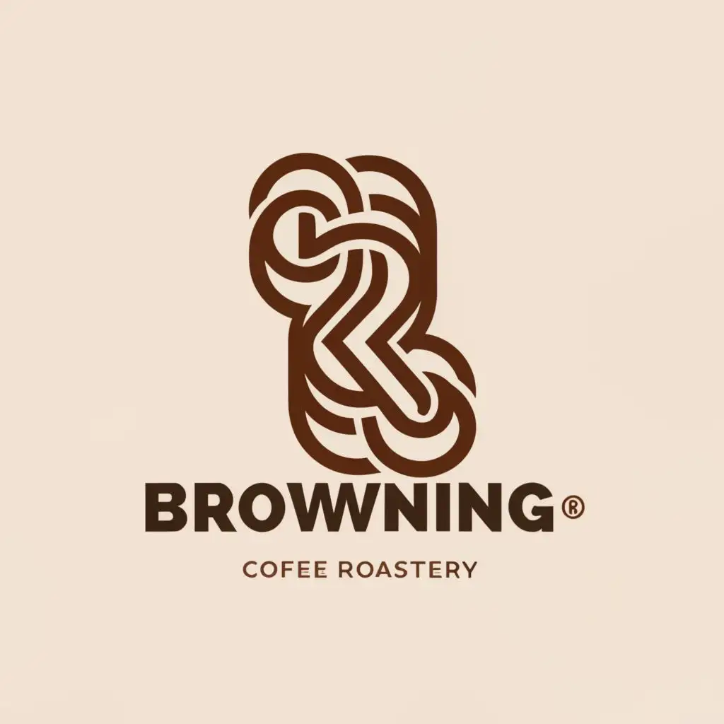 a logo design,with the text "BROWNING coffee bean
ROASTERY", main symbol:B and R,complex,be used in Construction industry,clear background