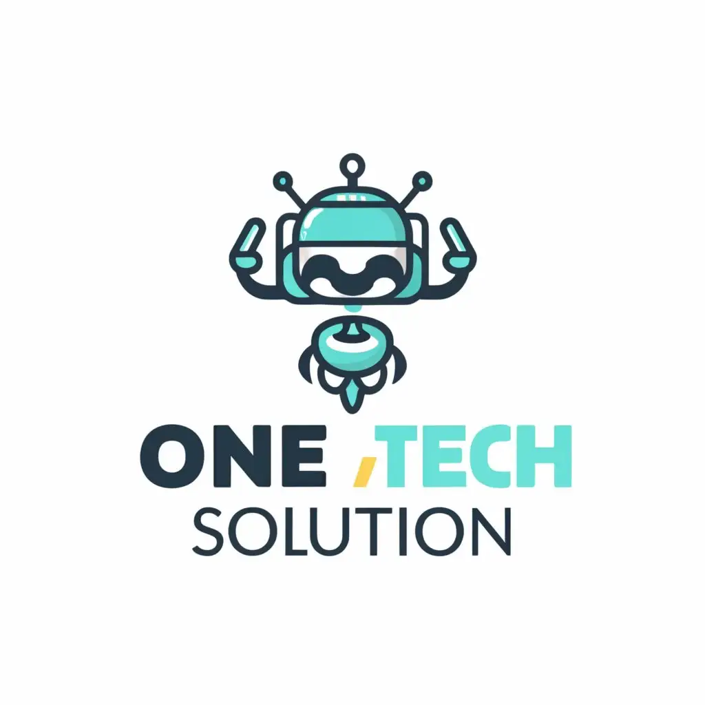 a logo design,with the text "One Tech Solution", main symbol: Playful Robot,Moderate,be used in Technology industry,clear background, 