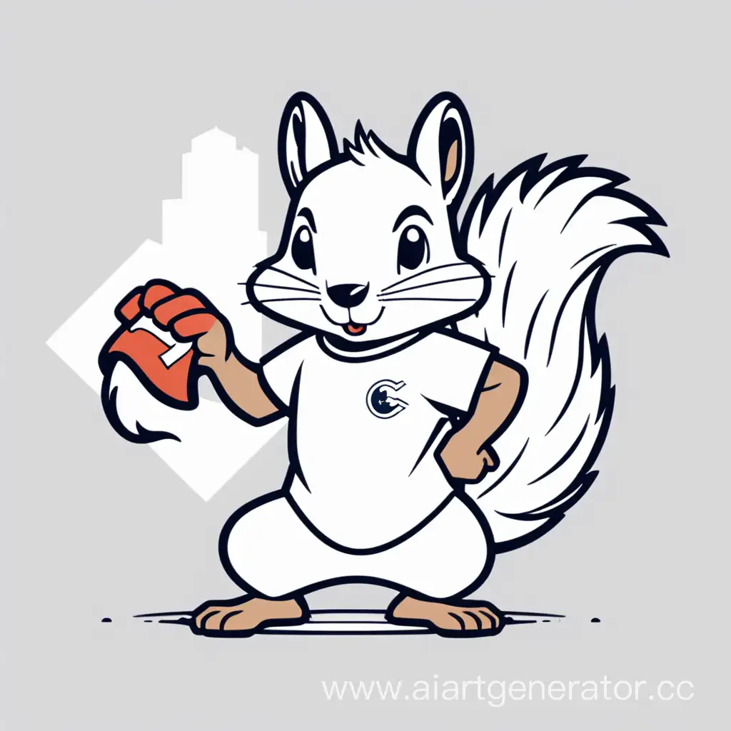 Create a magical T-shirt design featuring a super hero squirrel happy port world to be included in Lacoste's vector collection.