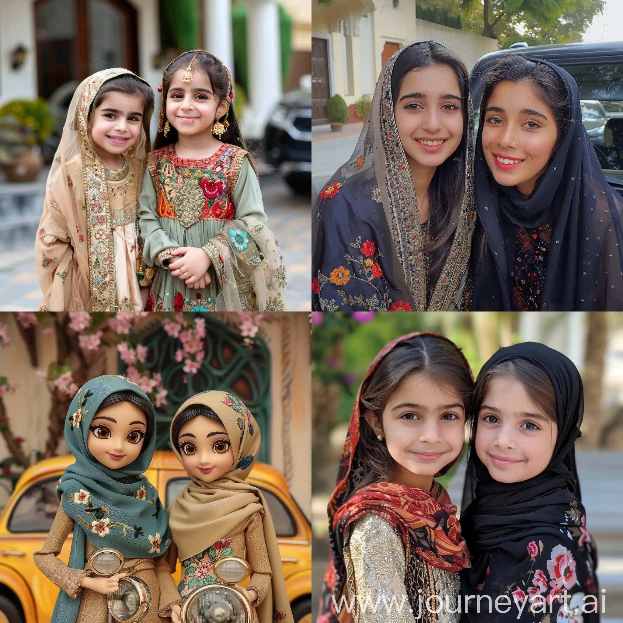 Zainab-and-Faiza-Girls-Posing-with-Cars