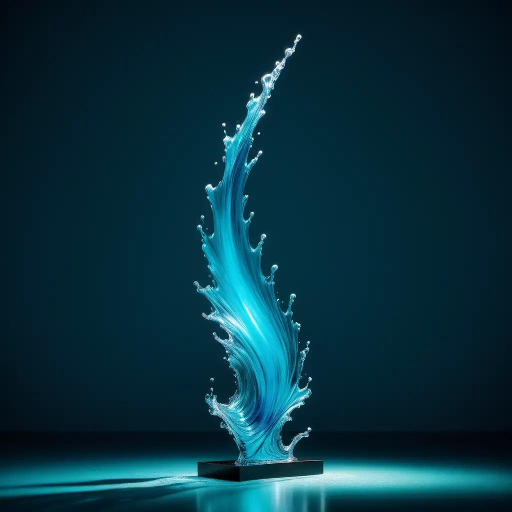 A luminous teal and blue blade shaped like a splashing wave