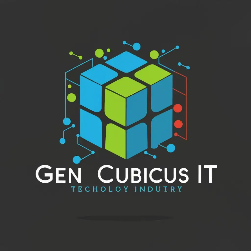 logo, RUBIK'S CUBE, with the text "GEN CUBICUS IT", typography, be used in Technology industry
