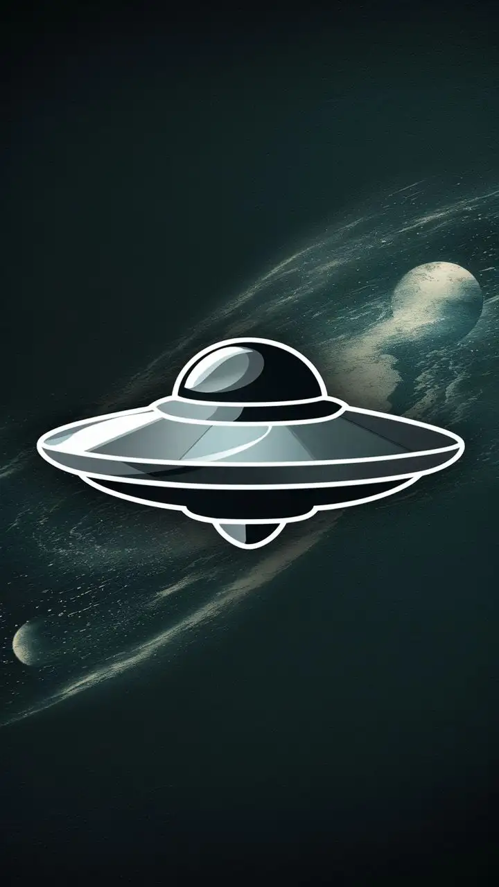 Minimalist UFO in Retro Style