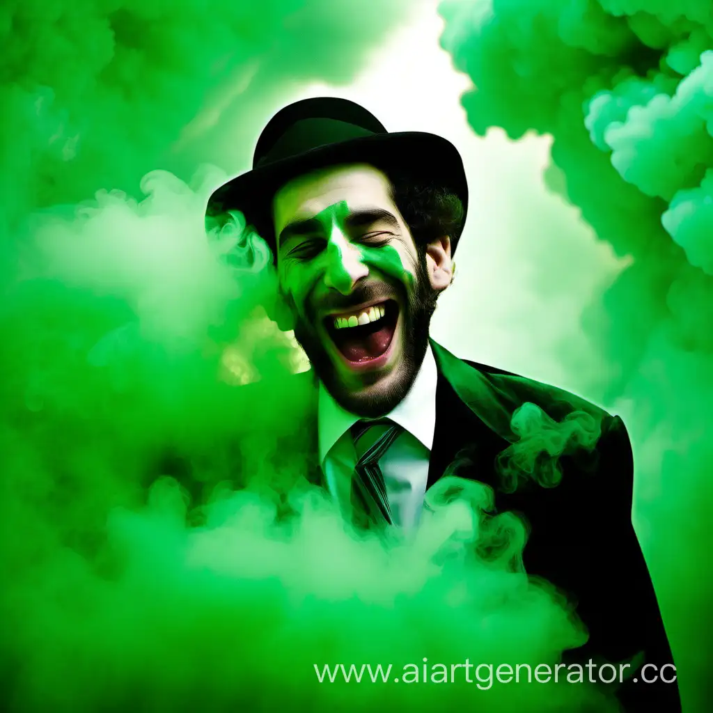 Joyful-Moment-Laughter-Amidst-Green-Mist