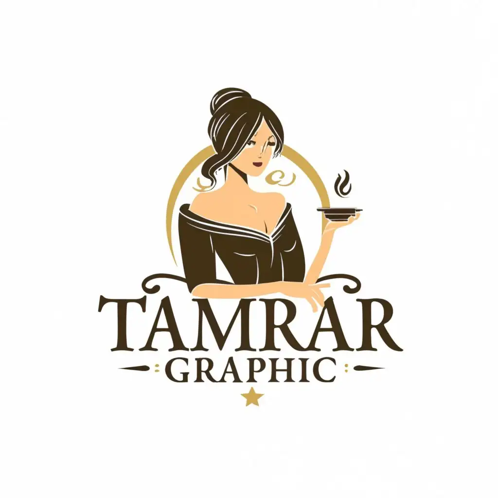 logo, lady, with the text "tamaragraphic", typography, be used in Restaurant industry