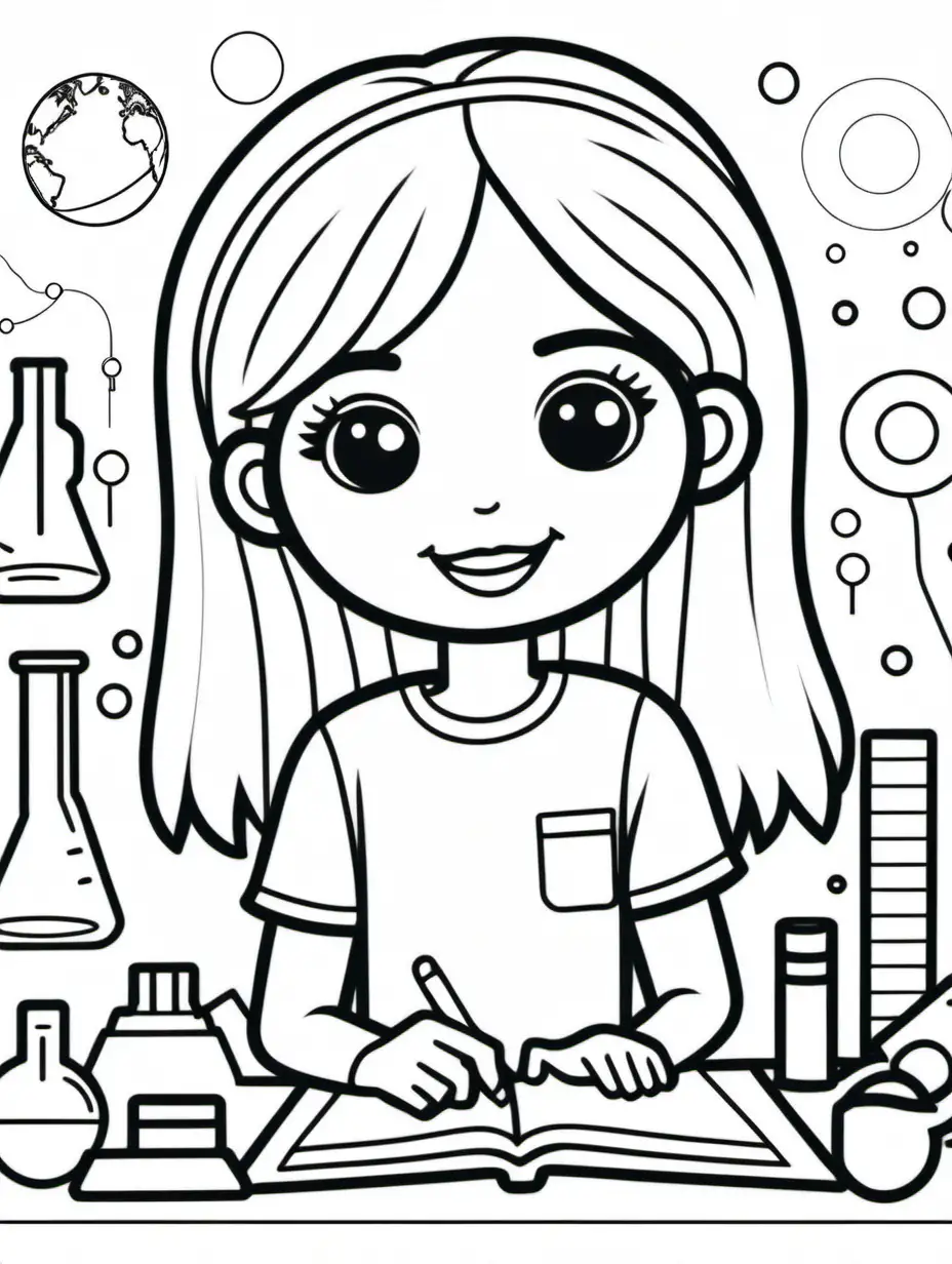 Girls in STEM Coloring Book Fun and Simple Line Art with Minimalist Details