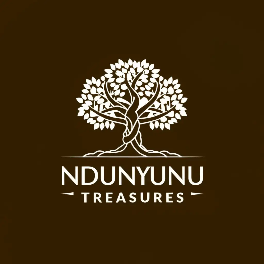 a logo design,with the text "Ndunyunu Treasures", main symbol:Big oak tree,Moderate,clear background